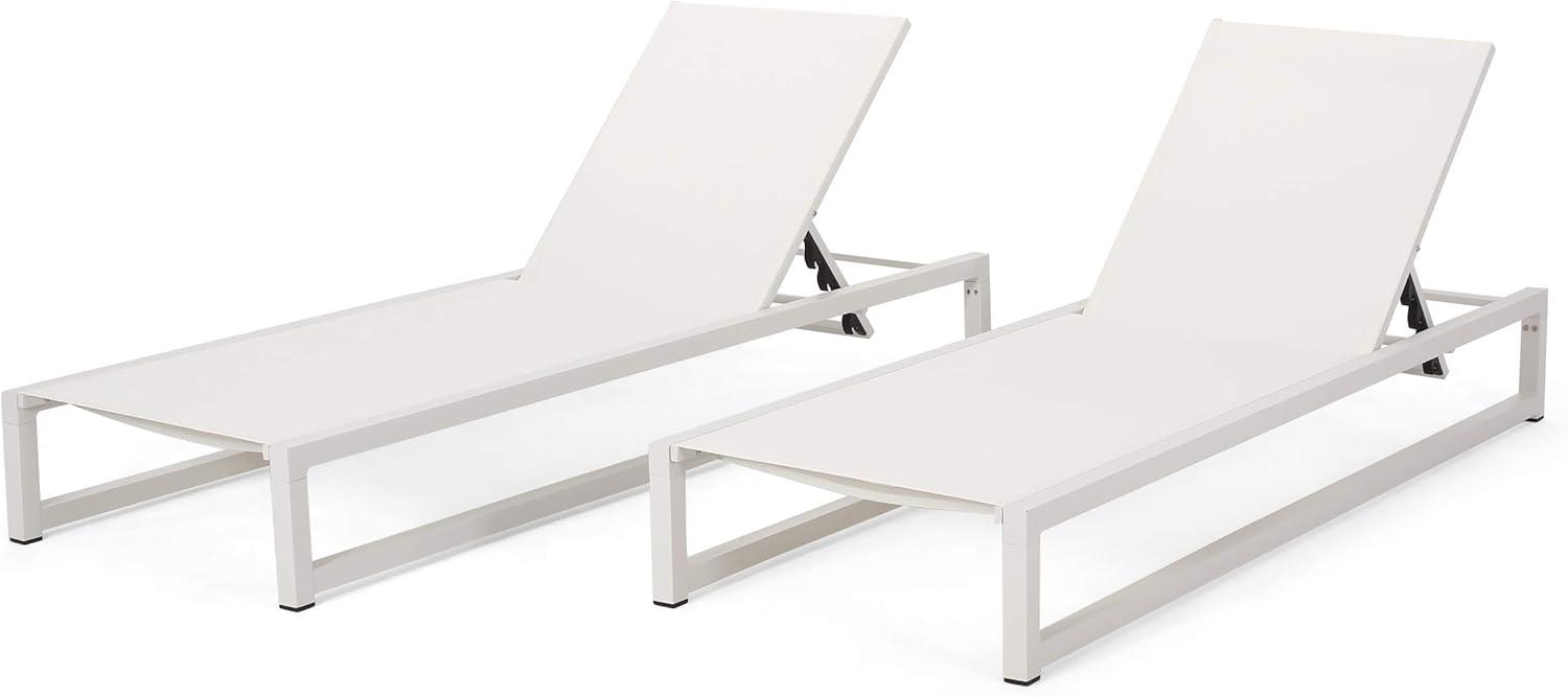 Christopher Knight Home Modesta Outdoor Aluminum Mesh Chaise Lounge (Set of 2) by  White