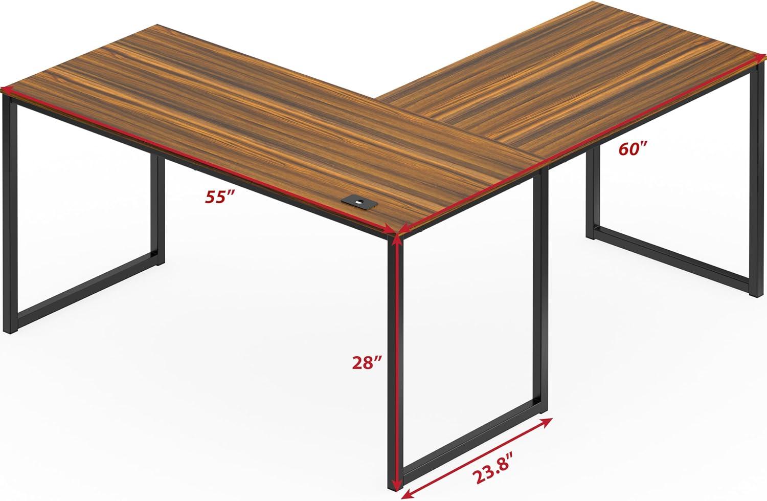 SHW Mission L Shape Corner Desk, Walnut