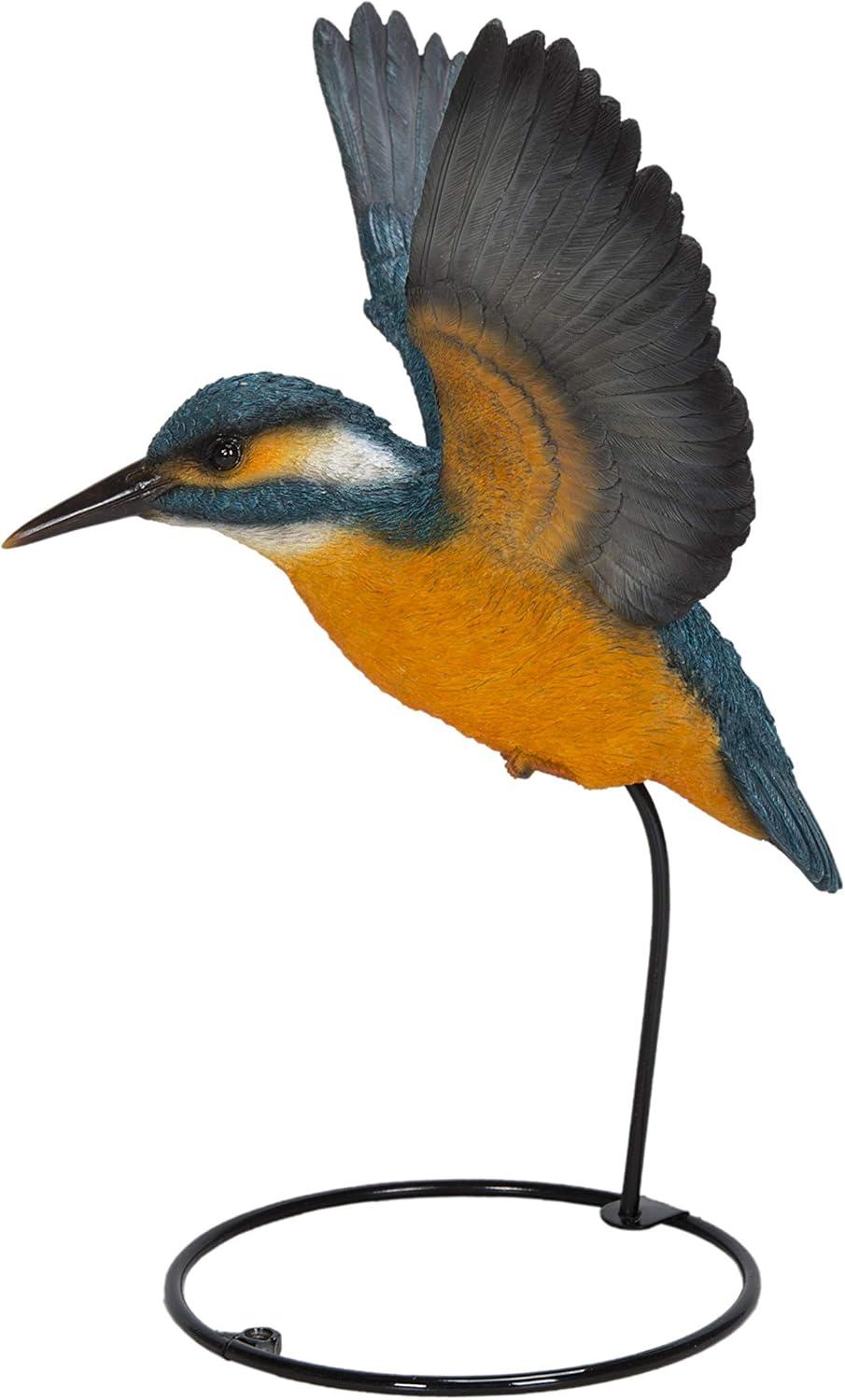 11” Gray and Yellow Flying-Off Kingfisher Indoor or Outdoor Statue Decoration