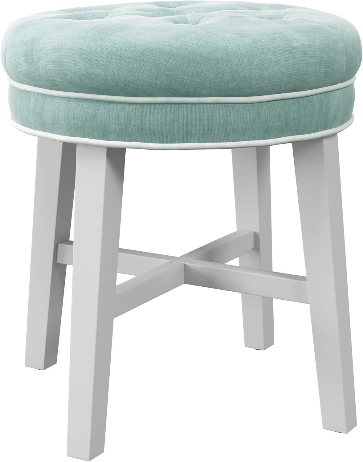 18" Sophia Tufted Backless Wood Vanity Stool Spa Blue - Hillsdale Furniture