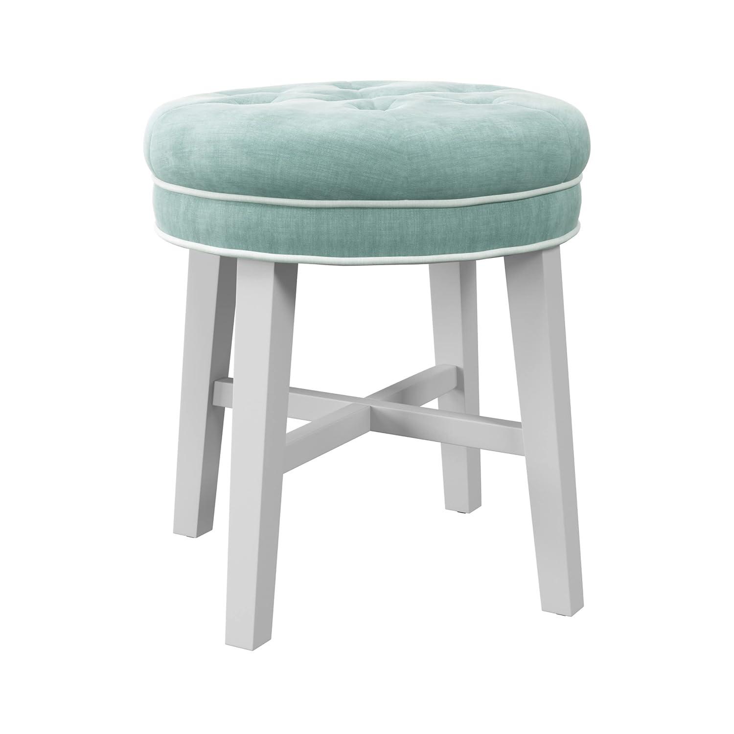 18" Sophia Tufted Backless Wood Vanity Stool Spa Blue - Hillsdale Furniture