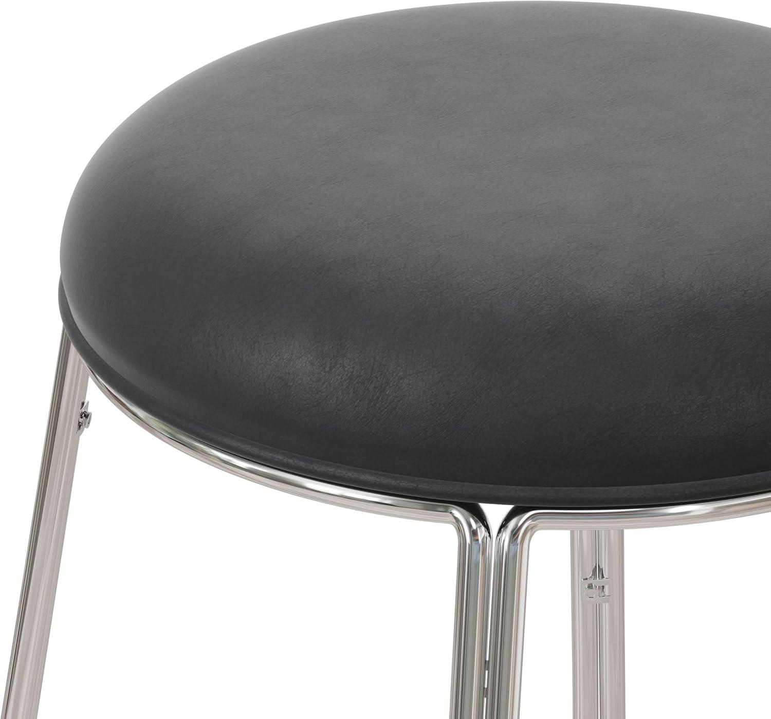 Southlake Backless Metal Counter Height Barstool Chrome/Black Vinyl - Hillsdale Furniture: Round Upholstered Kitchen Stool