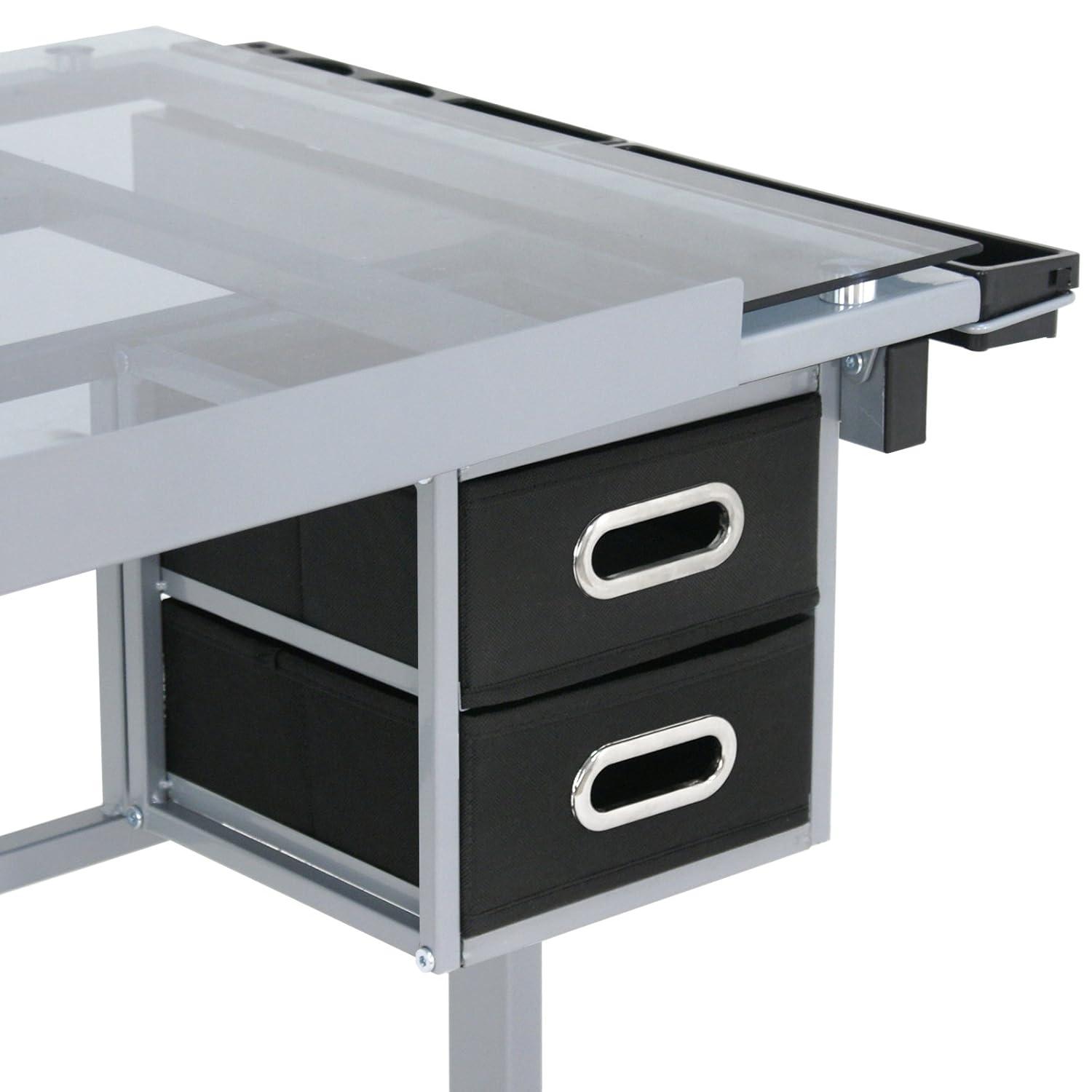 LEMY Drafting Table Adjustable Tilting Tabletop, Artist Drawing Desk with Slide Storage Drawers and Wheels, Art Craft Station for Home Office