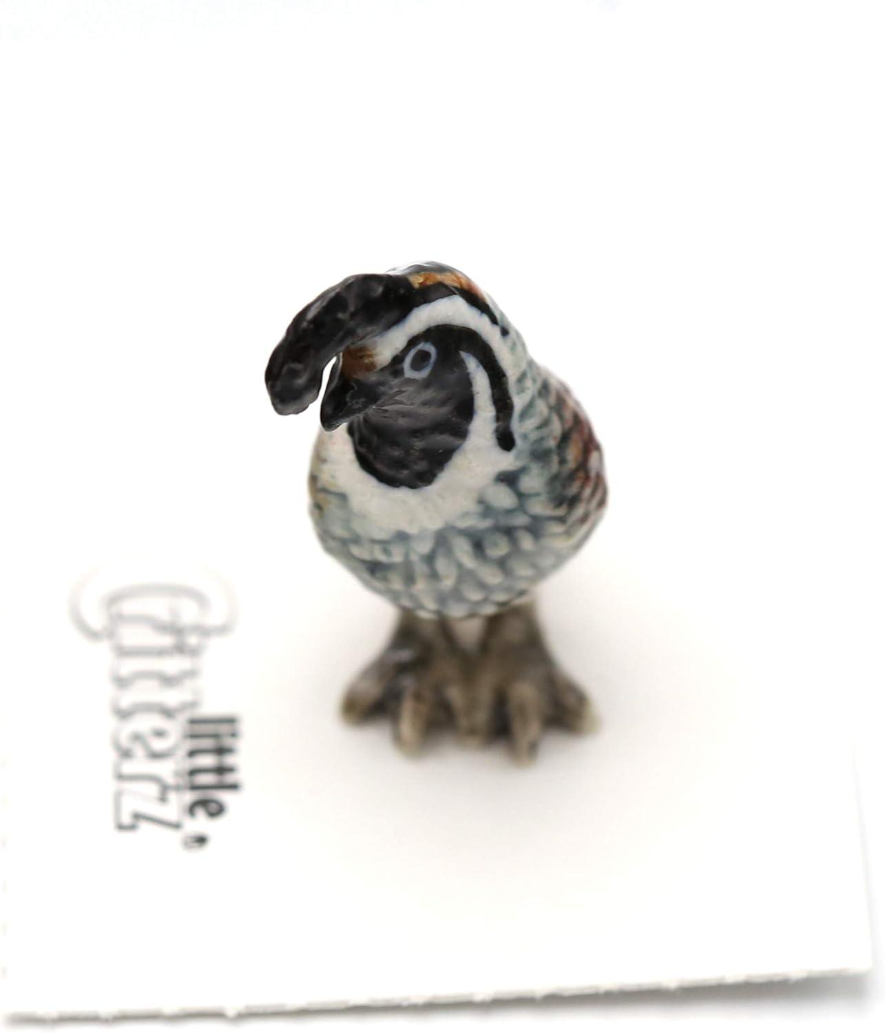 Little Critterz California Quail Valley "Chi-ca-go" Bird - Hand-painted Home Decor Bird Decorative Figurine - Miniature Porcelain Figurine