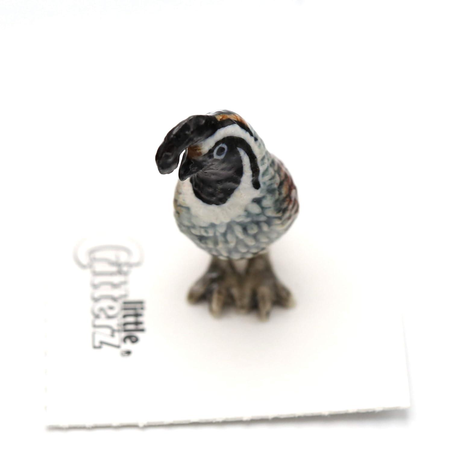 Little Critterz California Quail Valley "Chi-ca-go" Bird - Hand-painted Home Decor Bird Decorative Figurine - Miniature Porcelain Figurine