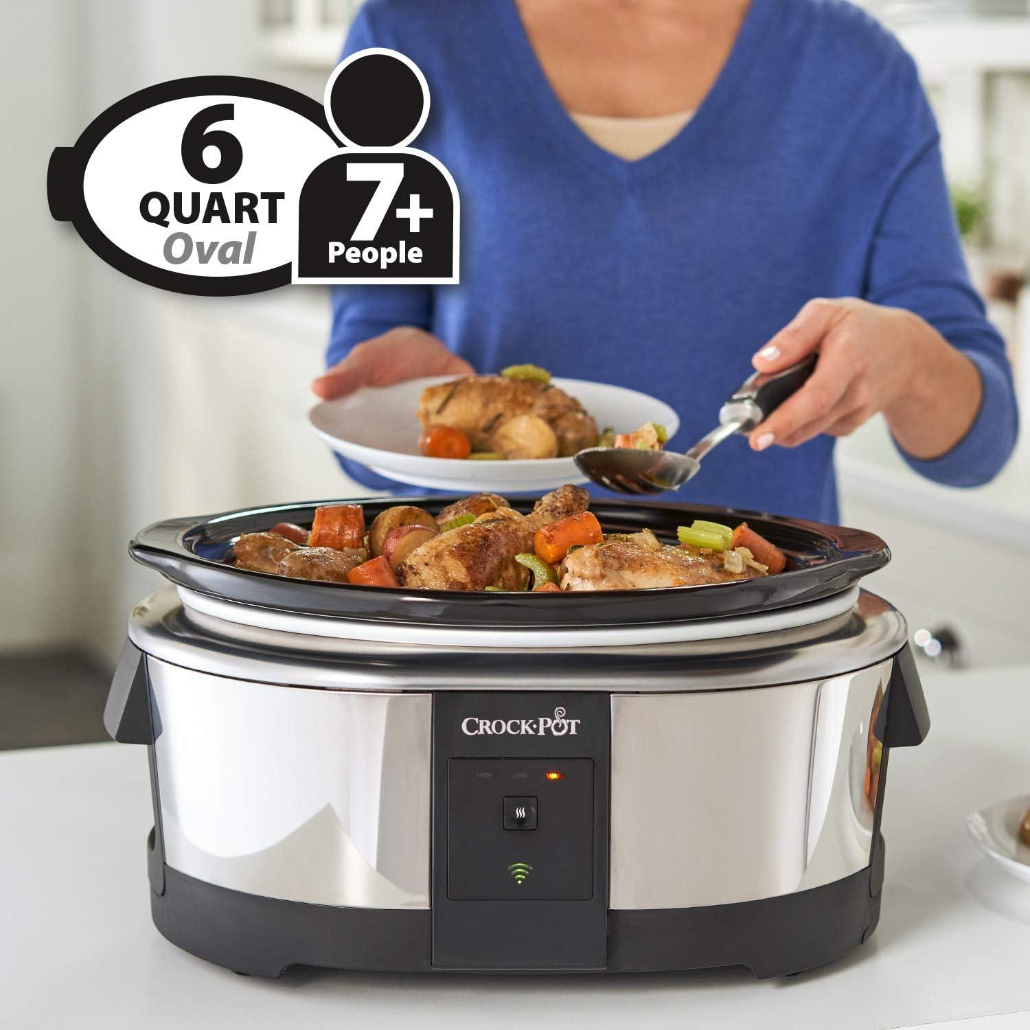 Open Box Slow Cooker 6-Quart Programmable Stainless Steel Compatible w/ Alexa (Good)