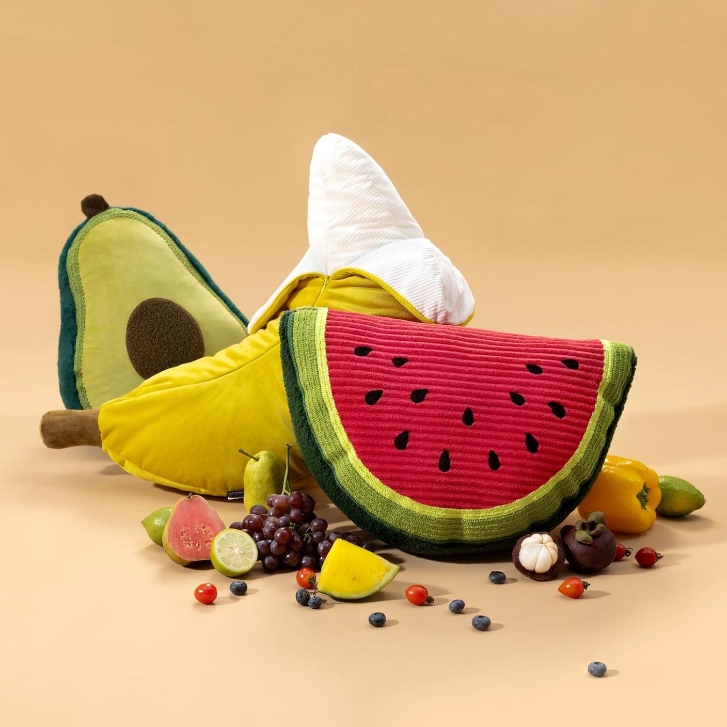 Phantoscope Fruit Shaped Pillows Series Lemon Shaped Throw Pillow, Fun Home Decor of Fruit Themed Shaped Cushions, Decorative Shaped Pillow for Couch Bed and Chair, Yellow, 10 x11.5 inches