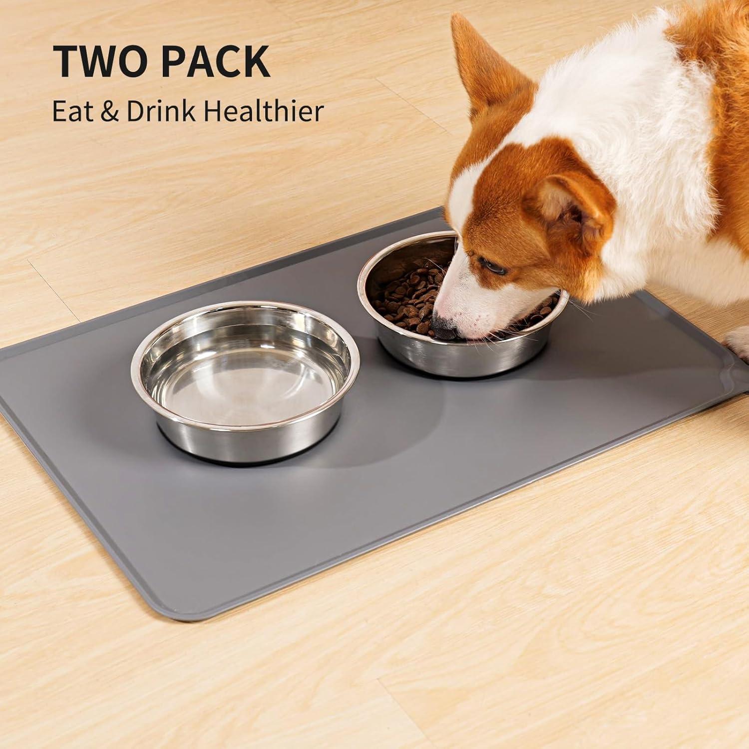 2 Pack Stainless Steel Dog Bowls | Non-Slip Rubber Bottom And No Spill Design Silicone Pet Bowl - 14Cm