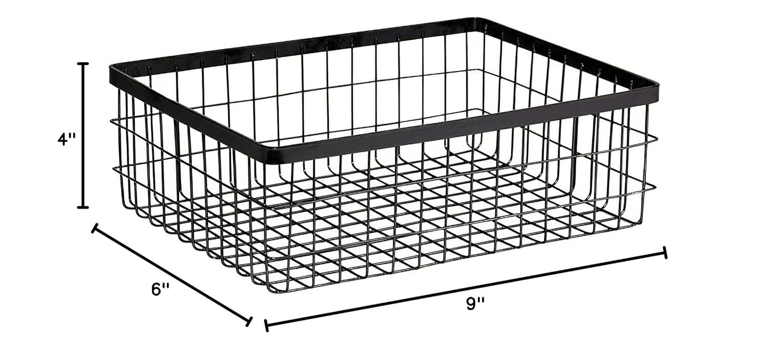 G.E.T. WB-1294-MG Rectangular Metal Storage Wire Basket for Pantry, Produce and More, 9" x 6" x 4"