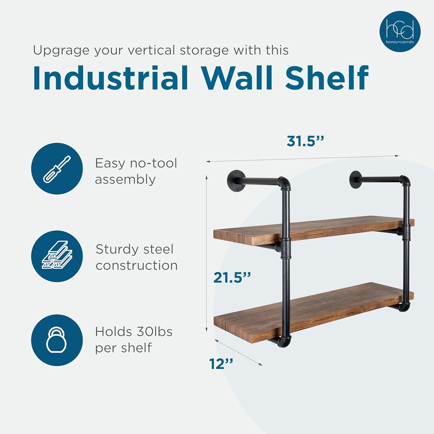 2-Tier Industrial Wall Shelf