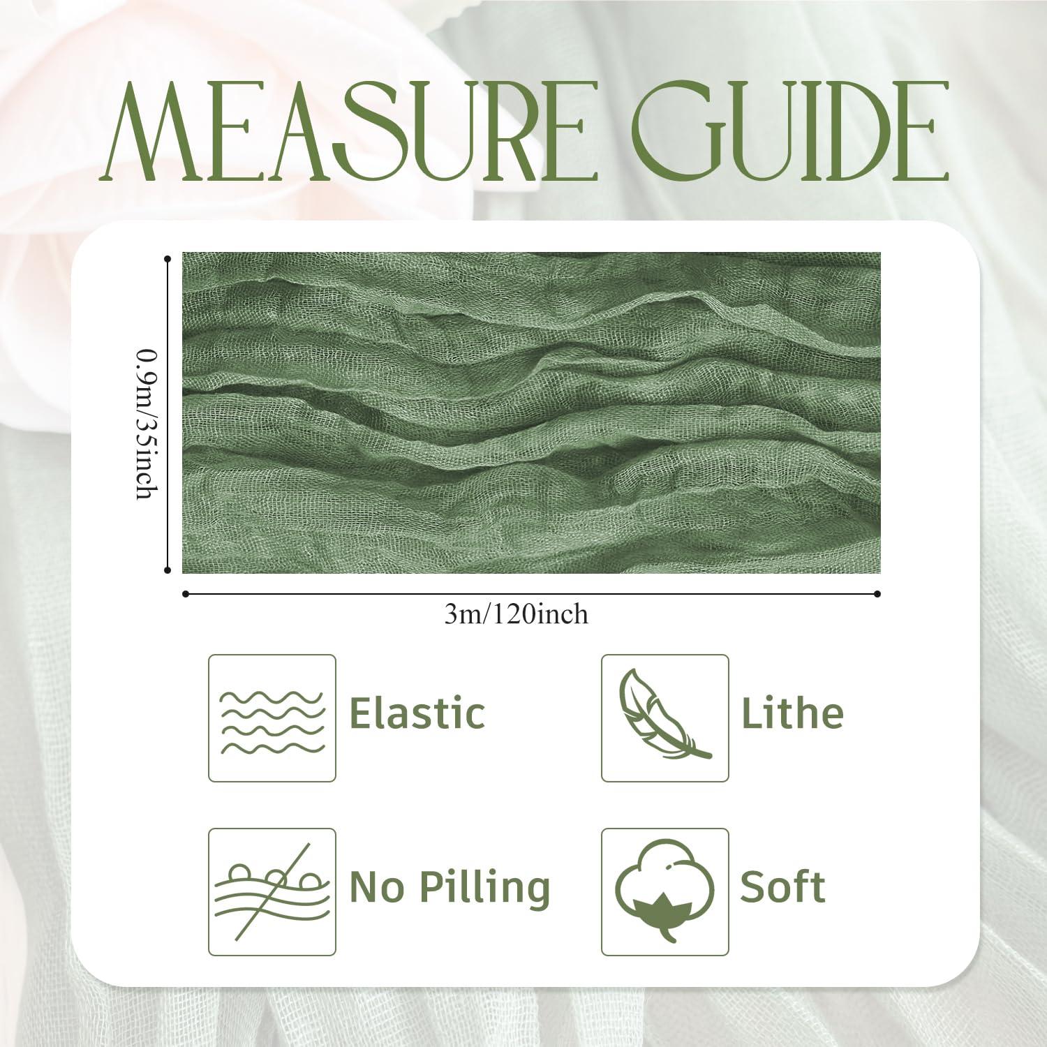 Mint Green Cheesecloth Table Runner 6 Pack 35" Boho Gauze Runner 120 inches Long Tablecloth Runner Rustic Sheer Fabric Bulk for Baby Shower Wedding Bridal Birthday Party Table Decorations