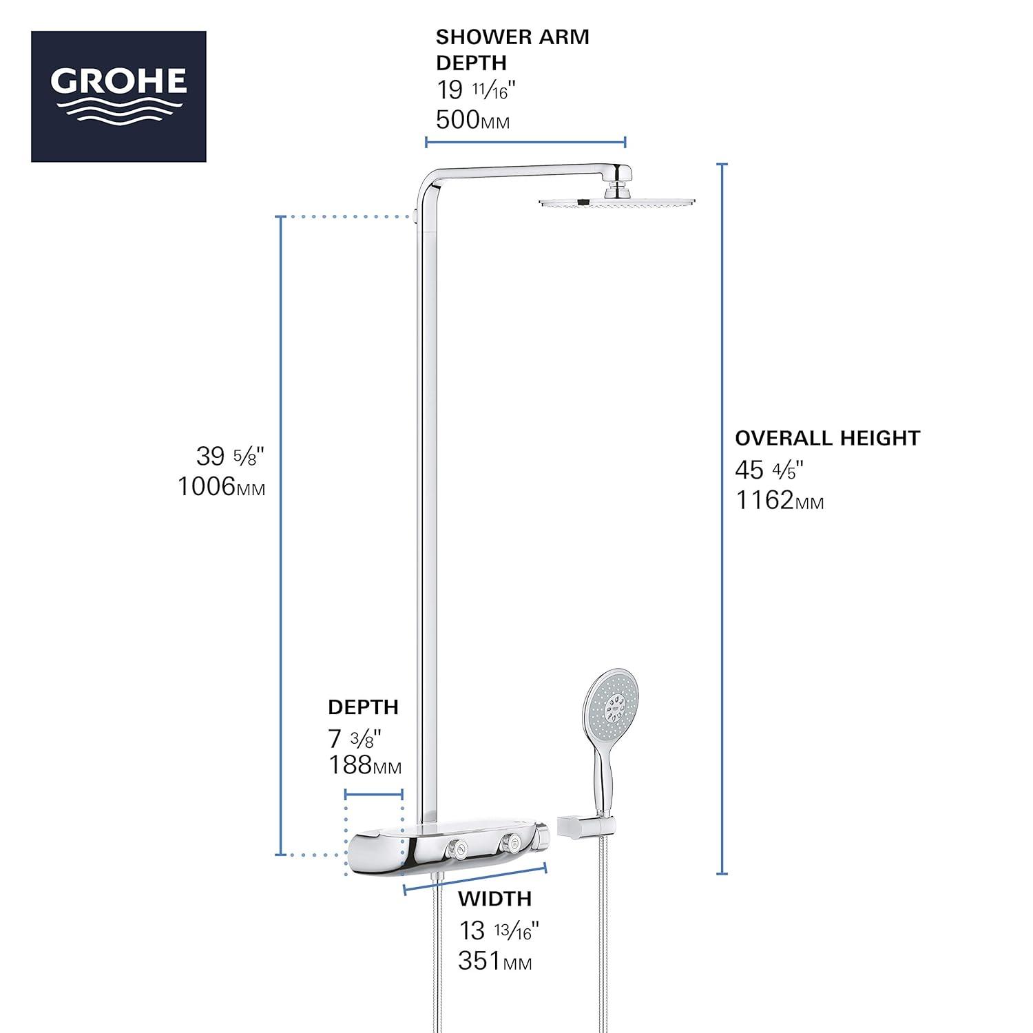 GROHE 26379000 Smart Control Complete Shower System with TurboStat Technology