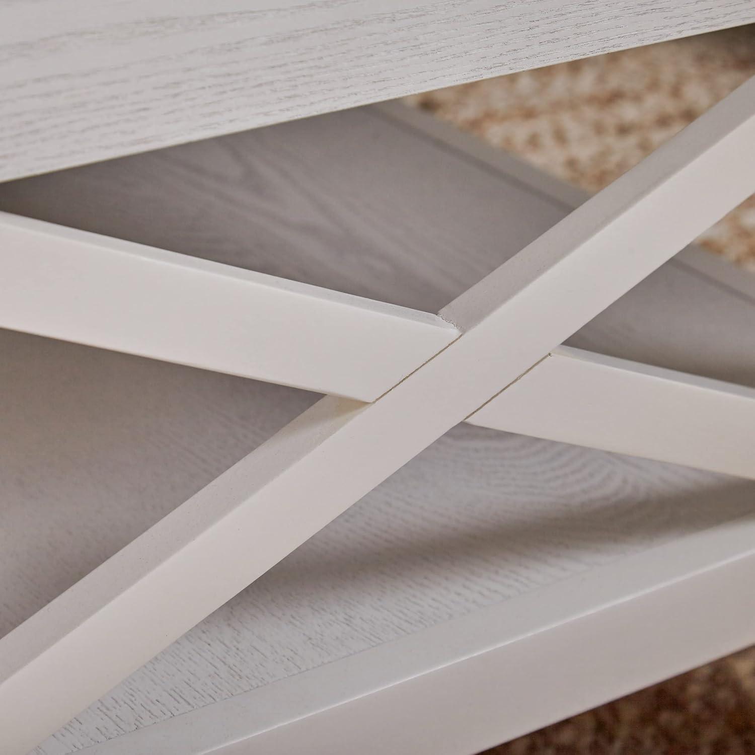Decatur Farmhouse Lift Top Coffee Table with Storage, White - Christopher Knight Home