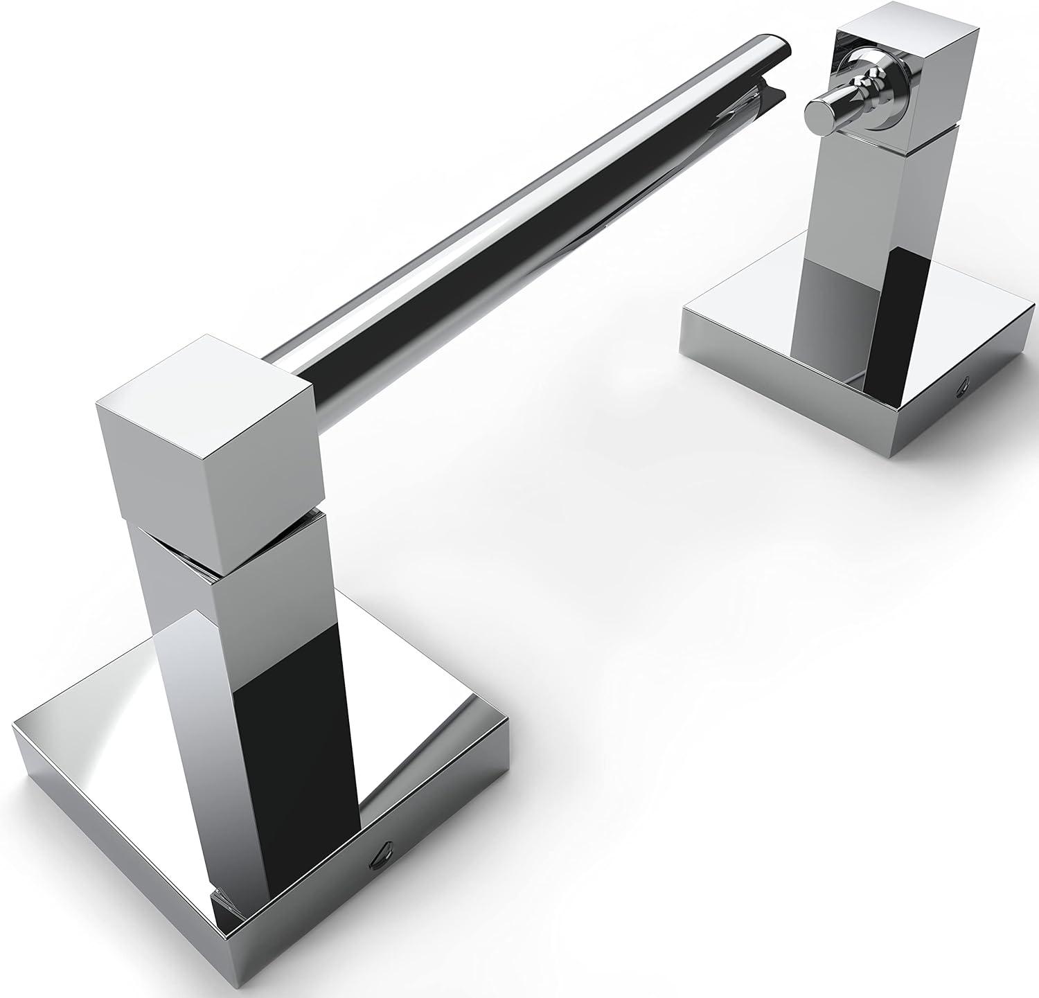 Double Post Pivoting Modern Square Toilet Paper Holder by RUACQ, Polished Chrome, Wall Mounted