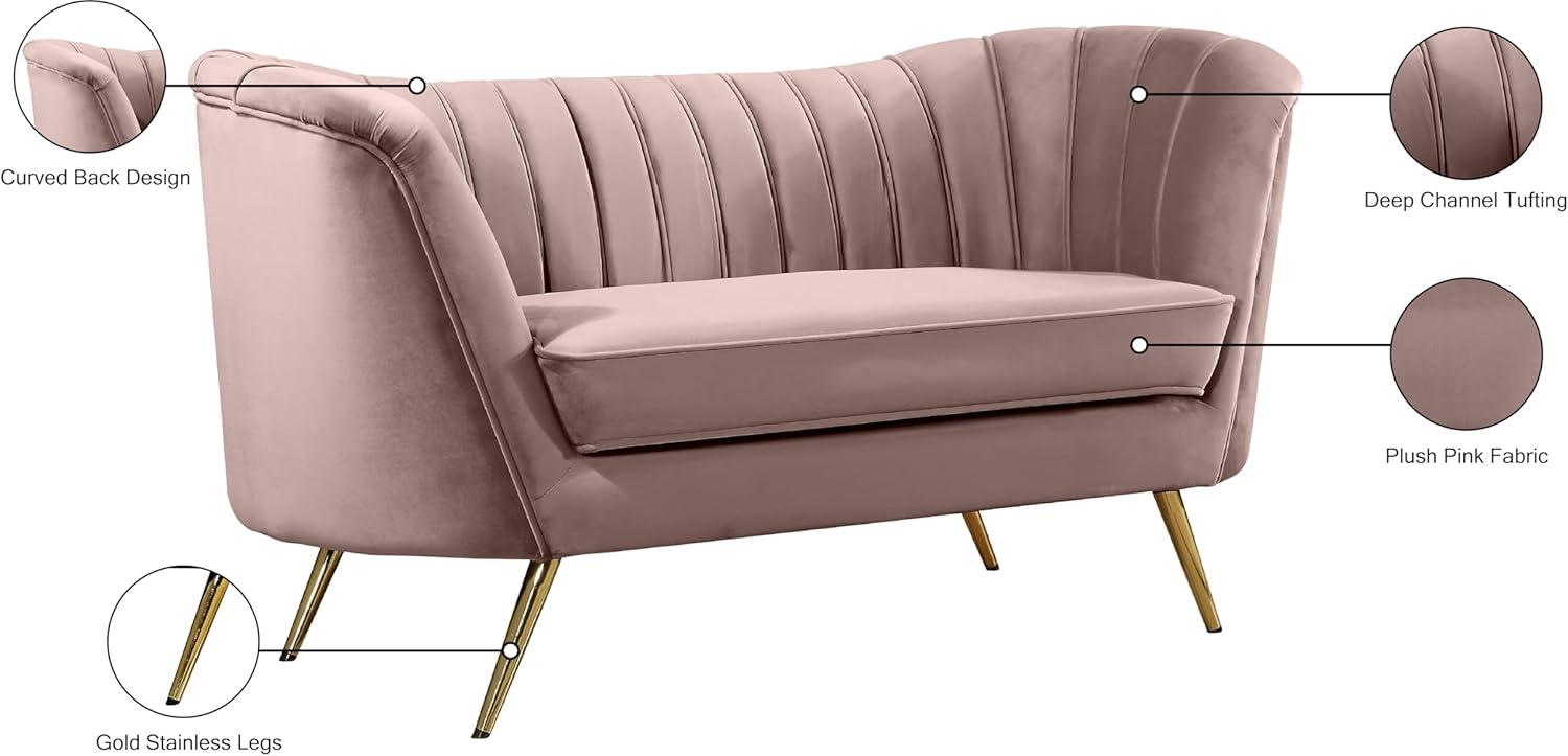 Meridian Furniture Margo Pink Velvet Loveseat