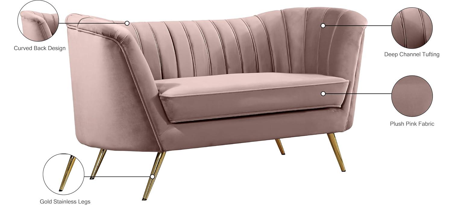 Meridian Furniture Margo Pink Velvet Loveseat