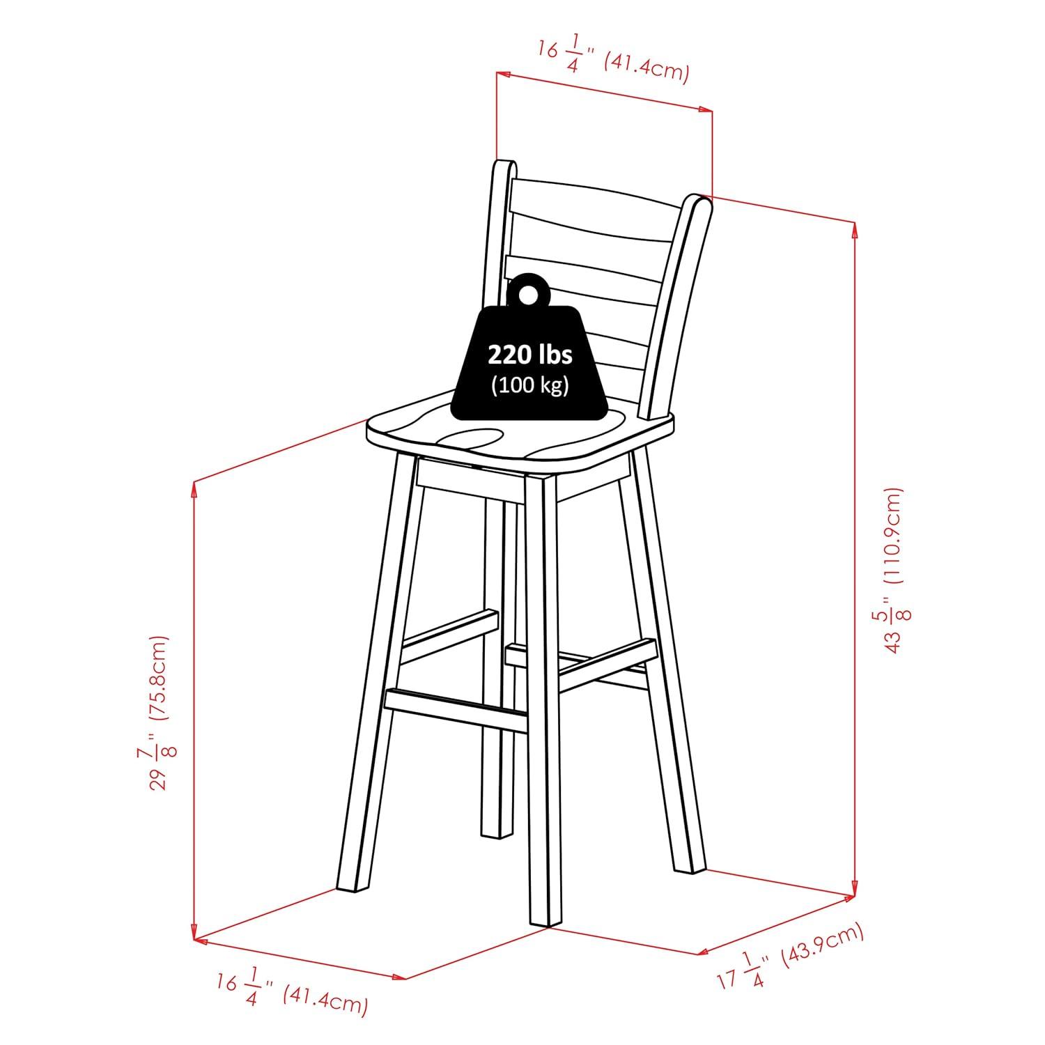 Winsome Scalera Ladder Back Swivel Seat Counter Height Barstool Walnut: Fixed Height, Wood Frame, 220lb Capacity
