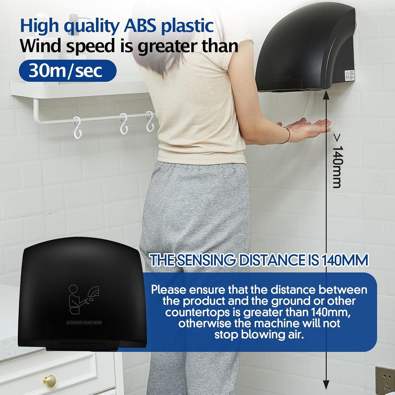 NATIONAL WINDOW 2 Pcs Electric Hand Dryer Commercial Compact Air Wiper Automatic Hand Air Dryer For Dry Machine Wall Business Home Household Restroom Office Mall, 110V,1200W