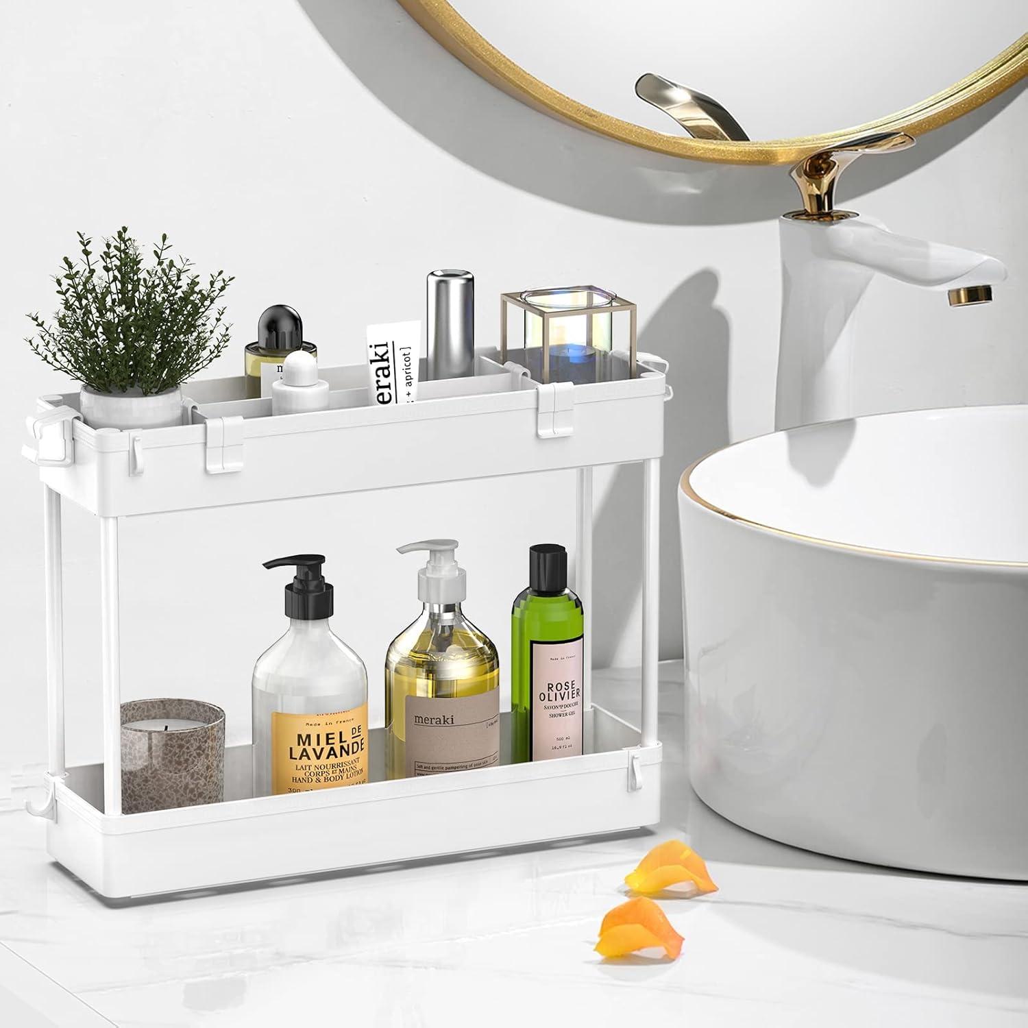 3 Tier Bathroom Rolling Utility Cart Storage, White