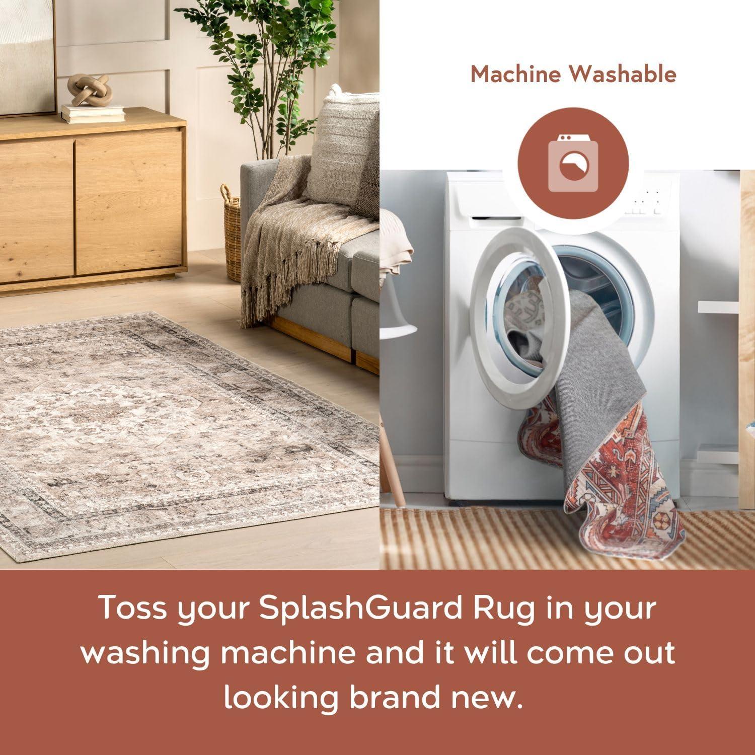 Nuloom Davi Faded Spill Proof Treated Pet Friendly Premium Machine Washable Area Rug, 3' x 5', Stone