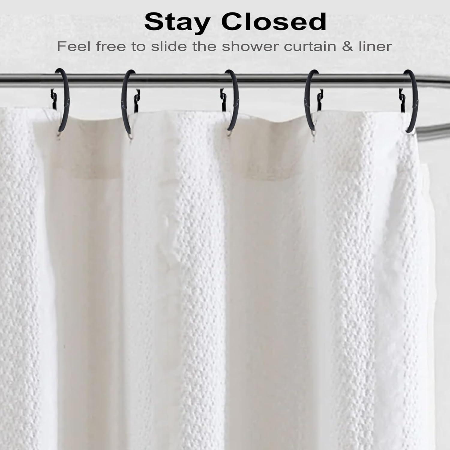 Dznils Rustproof Round Metal Shower Curtain Hooks Rings, Black, Set of 24