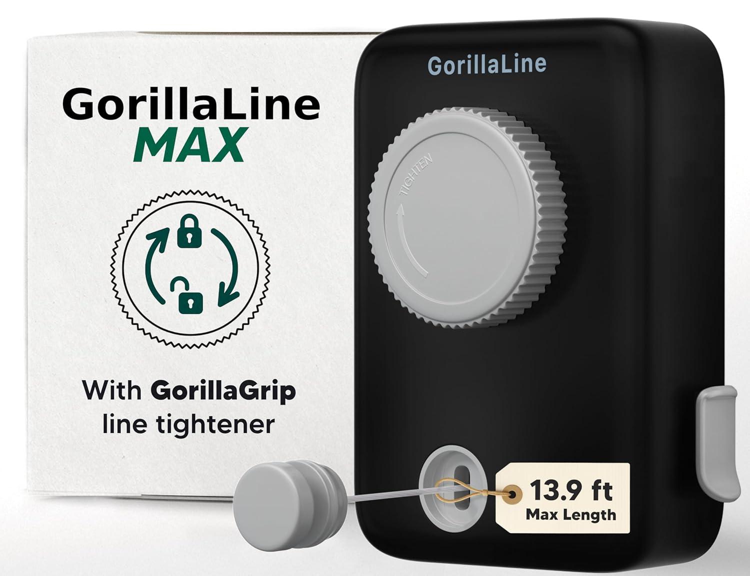 GorillaLine - Retractable Clothesline Indoor Outdoor Clothes Line - Heavy Duty Clothes Drying Laundry Line - Wall Mounted Drying Rack - Air Dry Clothing