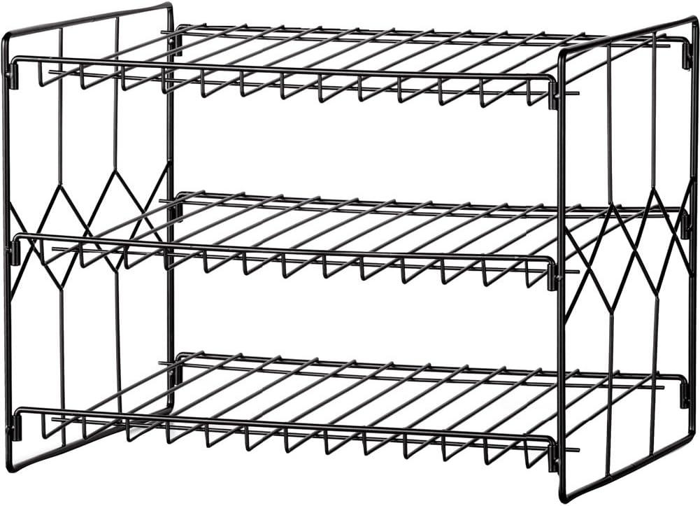 Collections Etc 3-Tier Black Finish Steel Can Storage & Organizer Rack 14.5 X 11.5 X 11