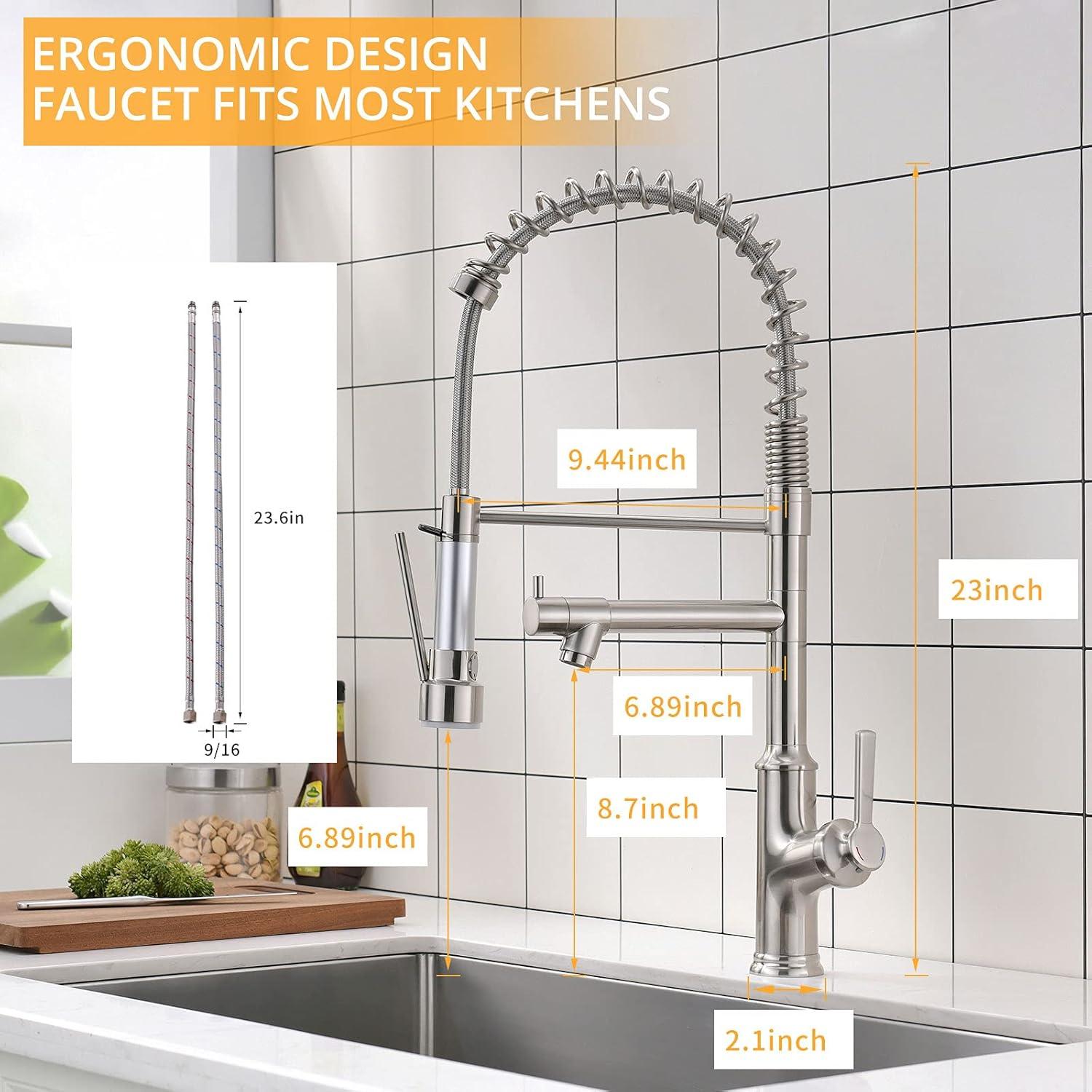 Brushed Nickel Stainless Steel Pull Down Kitchen Faucet