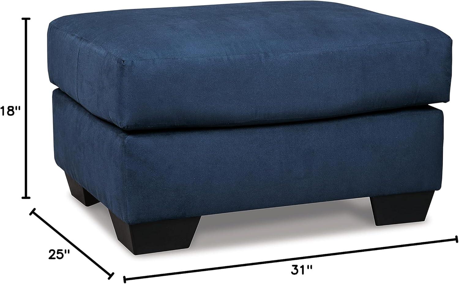 Signature Design by Ashley Contemporary Darcy Ottoman Microfiber Blue