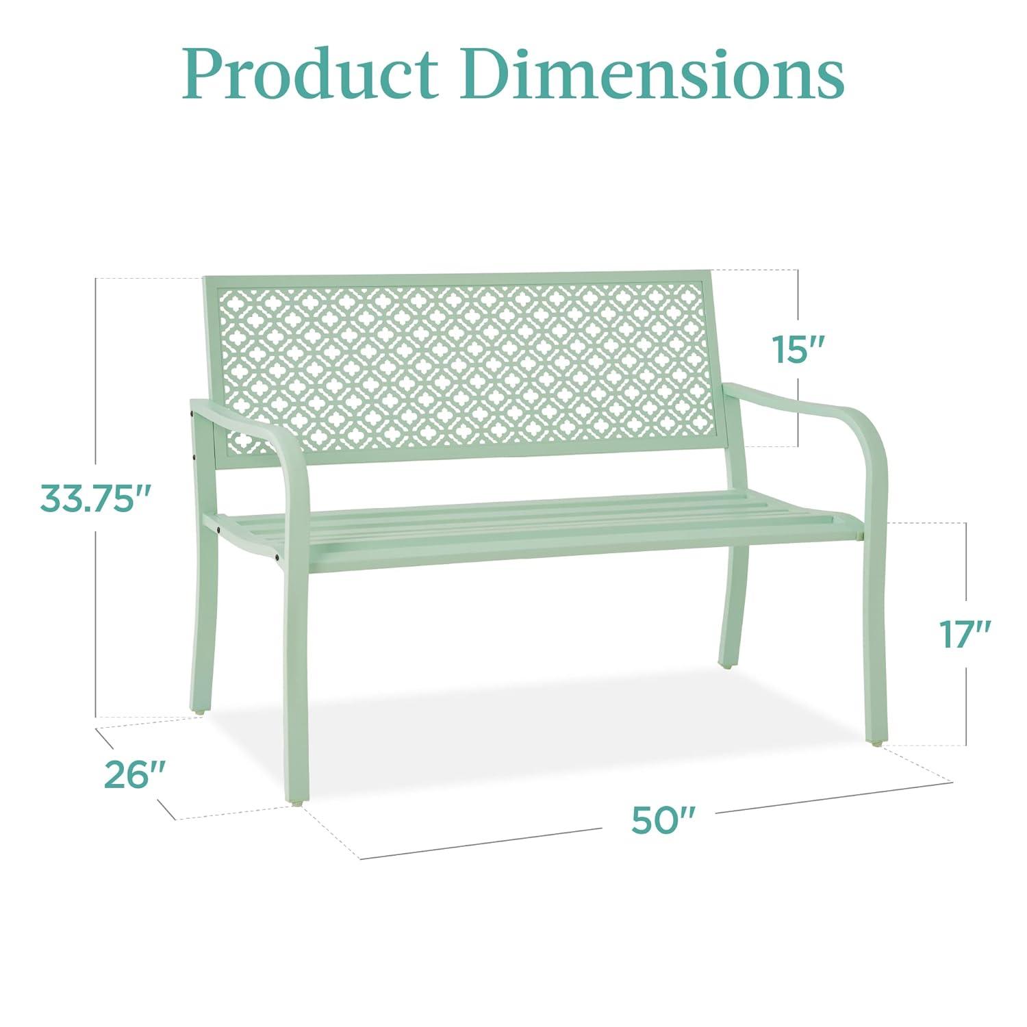 Red Barrel Studio® 2-Person Outdoor Metal Bench with Geometric Backrest, 790lb Capacity, for Garden, Patio, and Entryway