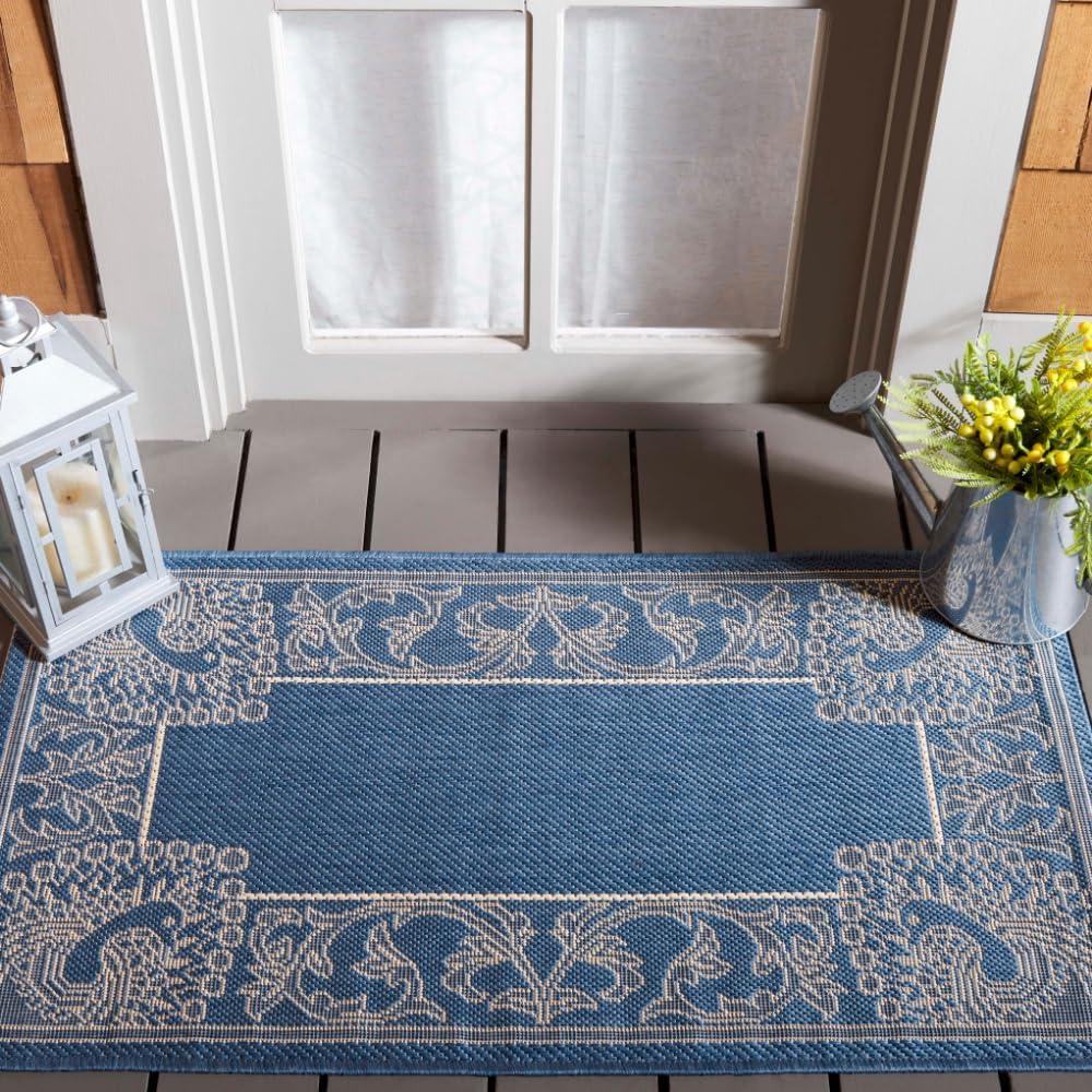 Courtyard CY2965 Power Loomed Indoor/Outdoor Accent Rug - Blue/Natural - 2'x3'7" - Safavieh.