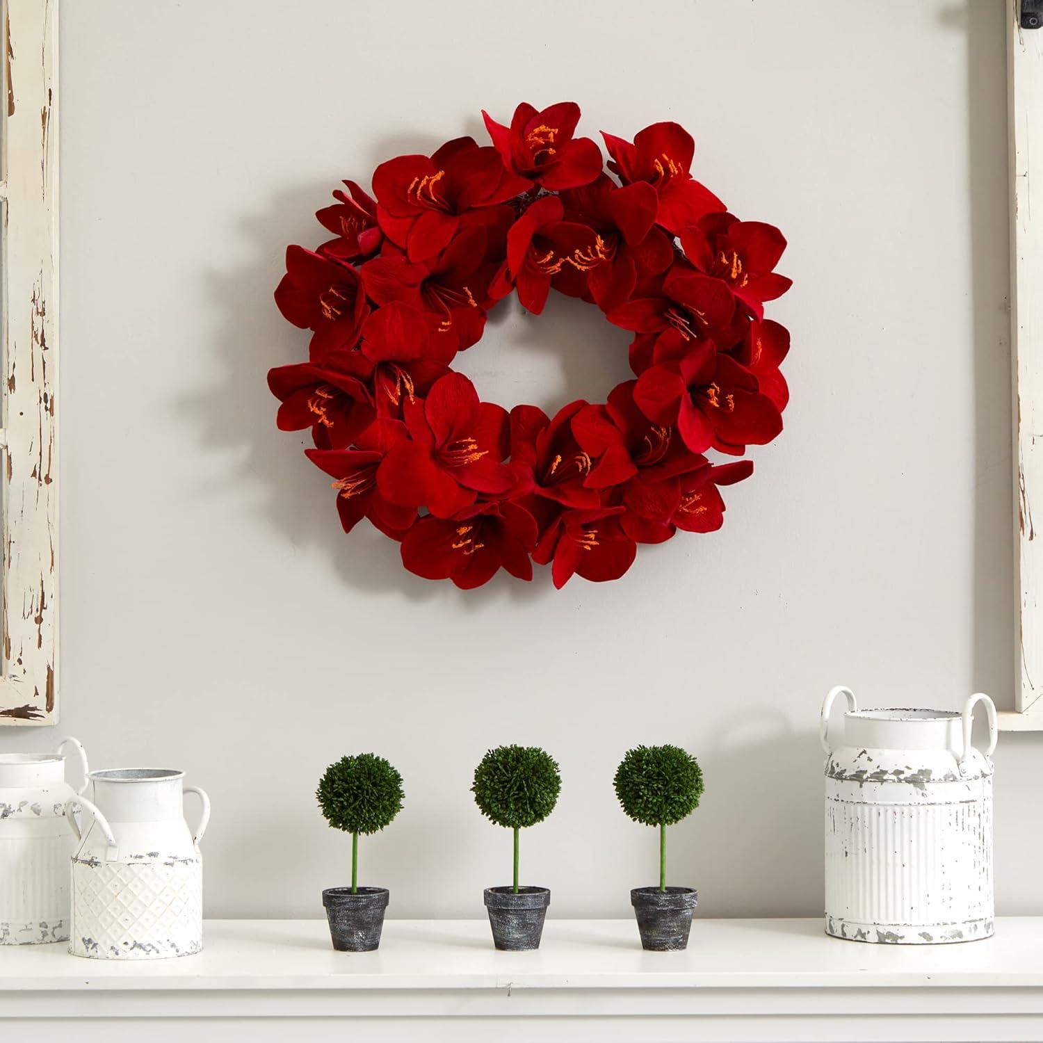 Nearly Natural 22” Amaryllis Wreath