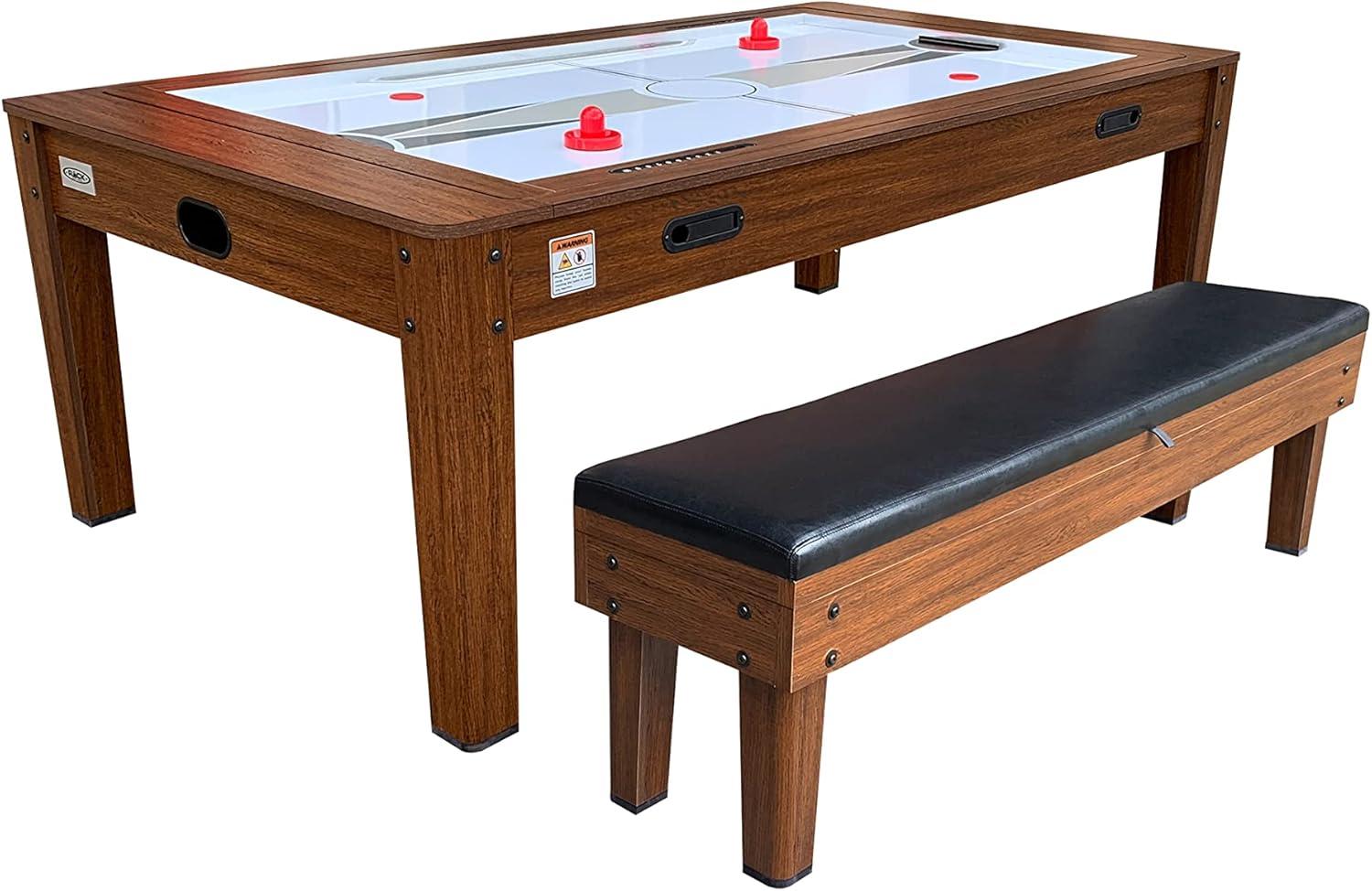 RACK Pool Tables Rack Luxor 7.5-Foot 4-In-1 Multi-Game Swivel Billiard/Pool Table (Blue Felt With 2 Bench)