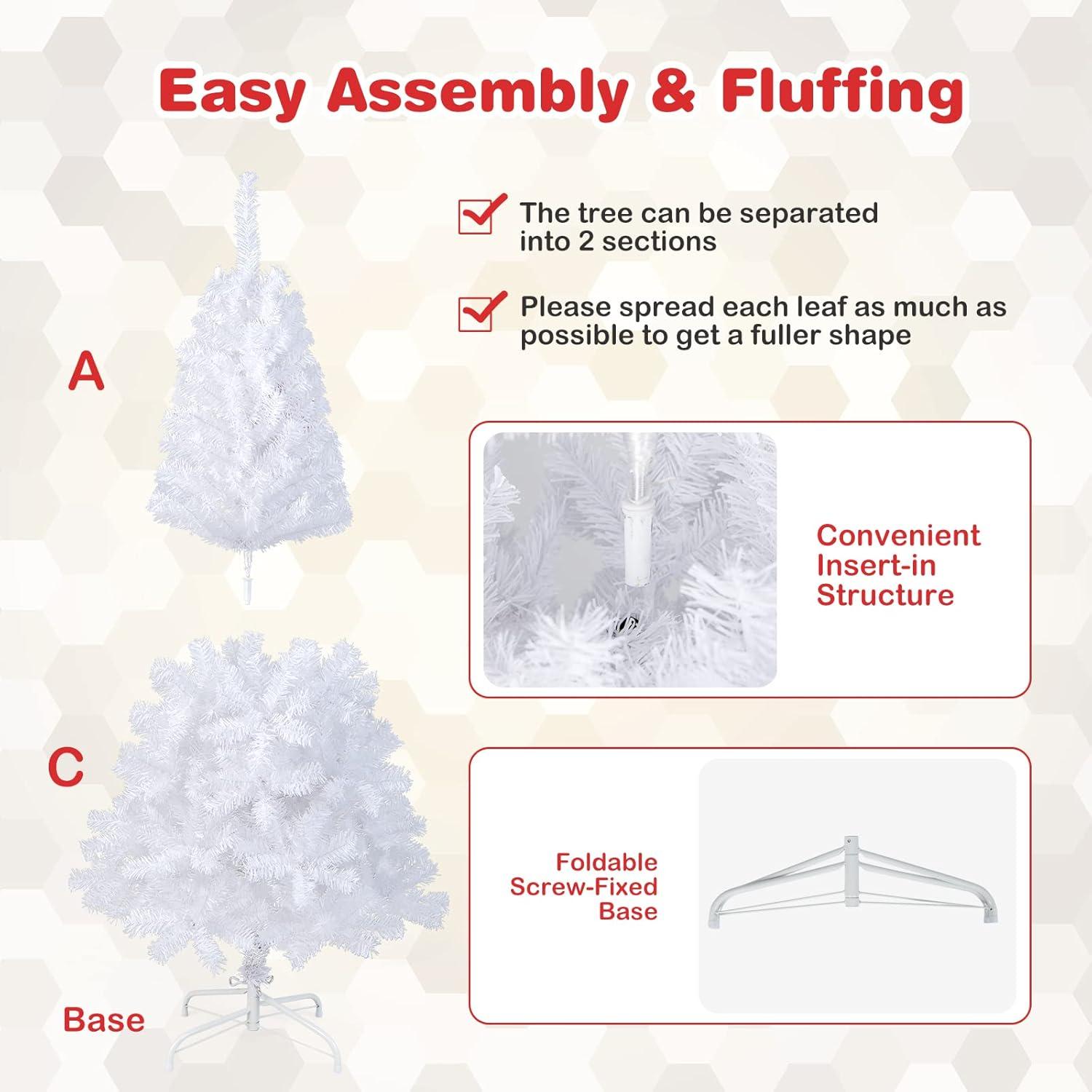 GVN Christmas Tree,Tree Christmas,Xmas Tree,5 ft White Artificial PVC Christmas Tree