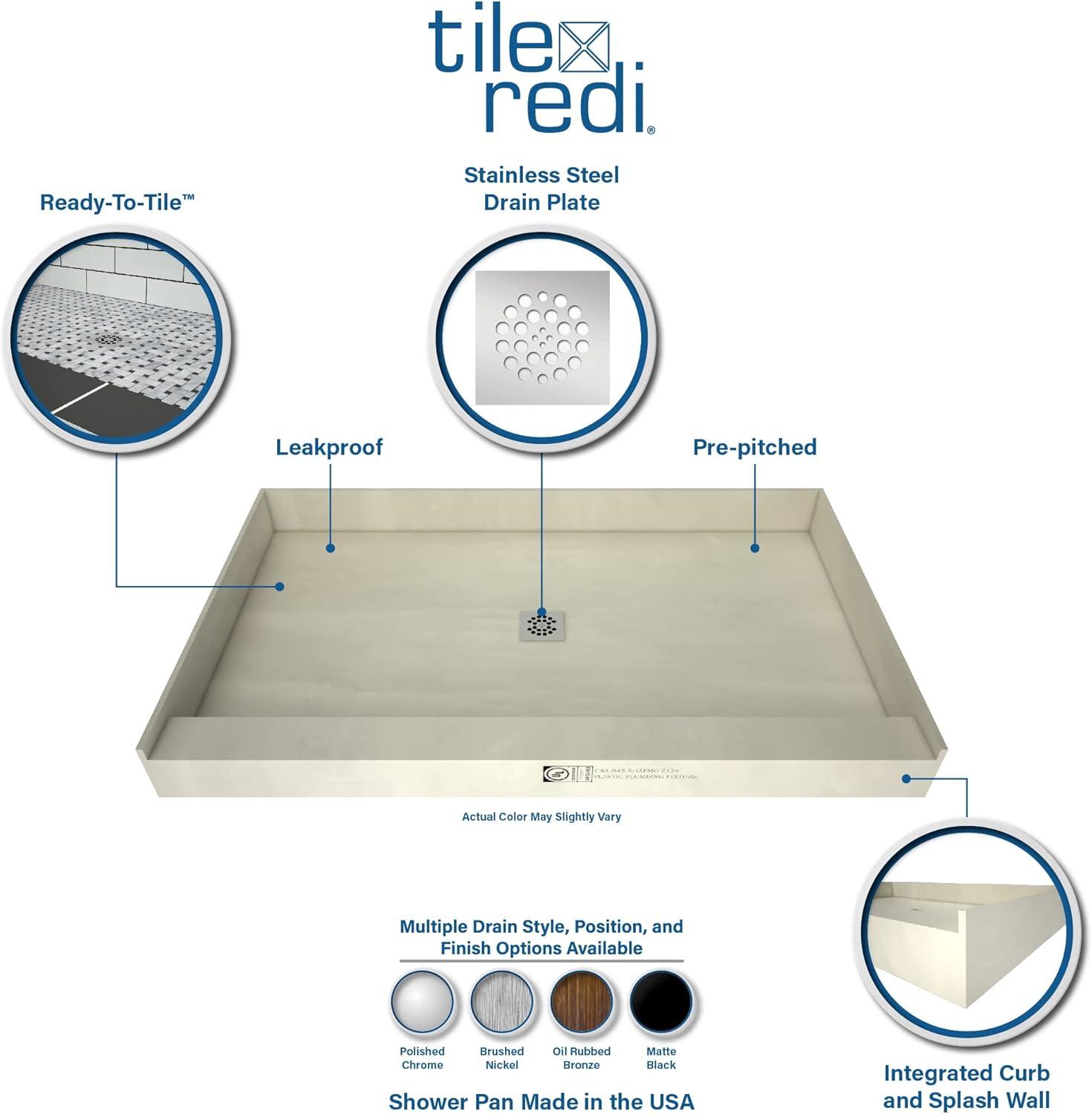 Tile Redi P3260c-Pvc Redi Base 60" X 32" Rectangular Shower Base - Chrome