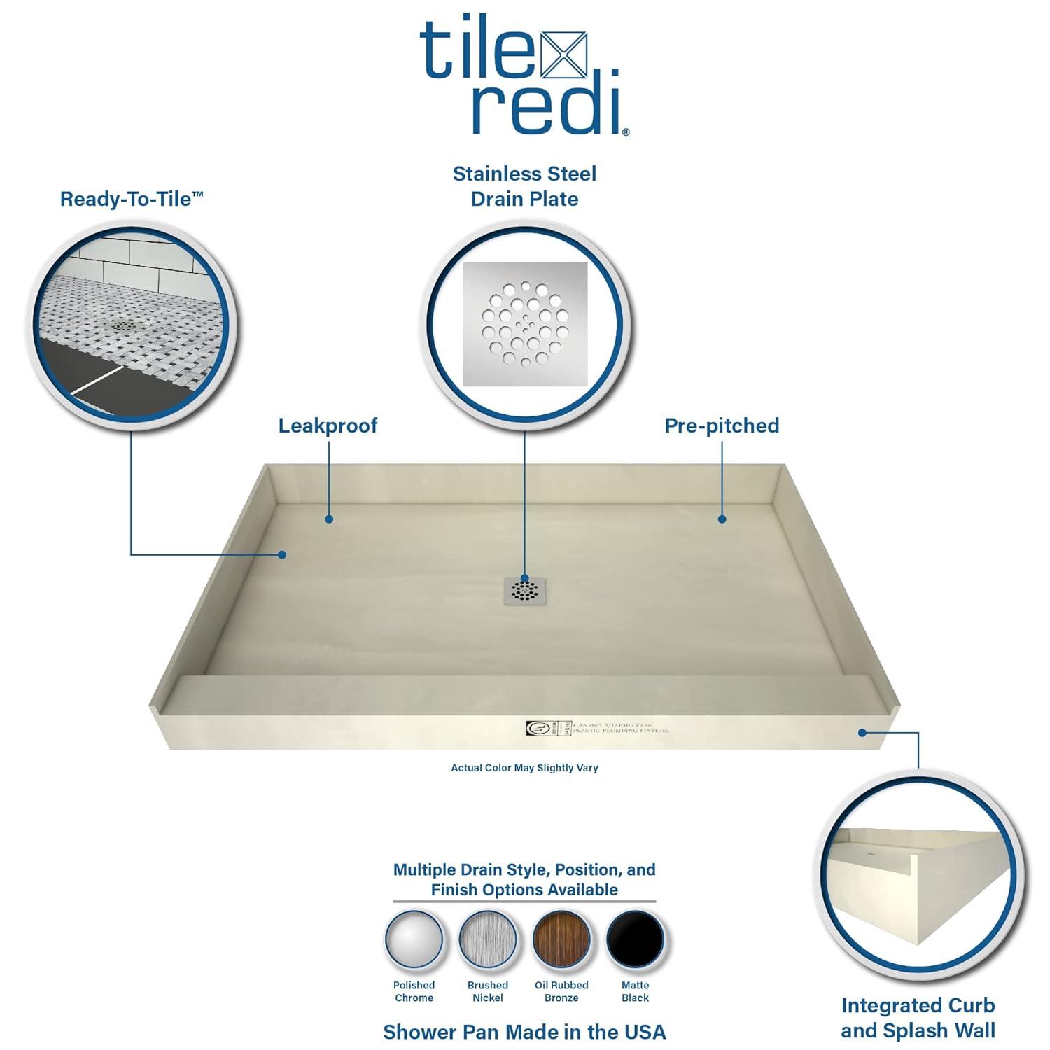 Tile Redi P3260c-Pvc Redi Base 60" X 32" Rectangular Shower Base - Chrome