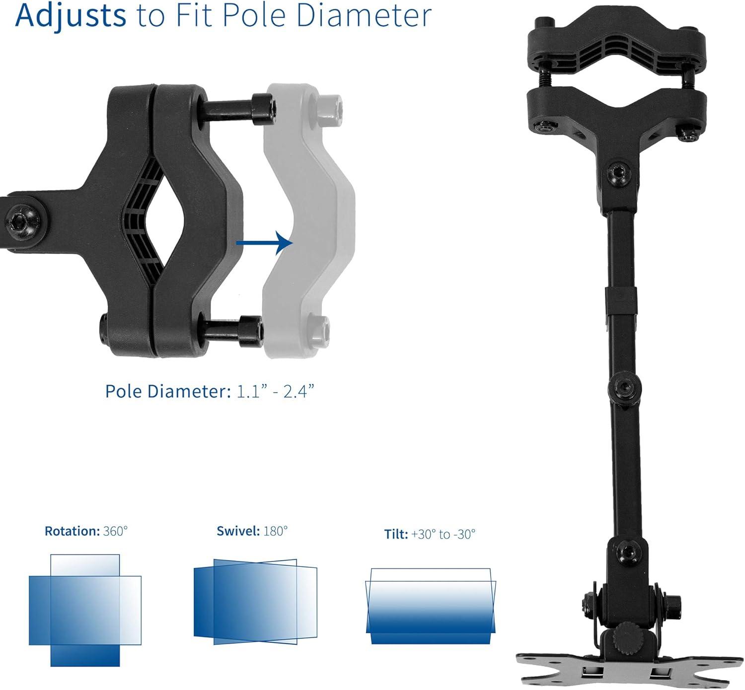 VIVO Steel Universal Pole Mount Monitor Arm VESA Plate | Fits 17" to 32" Screens