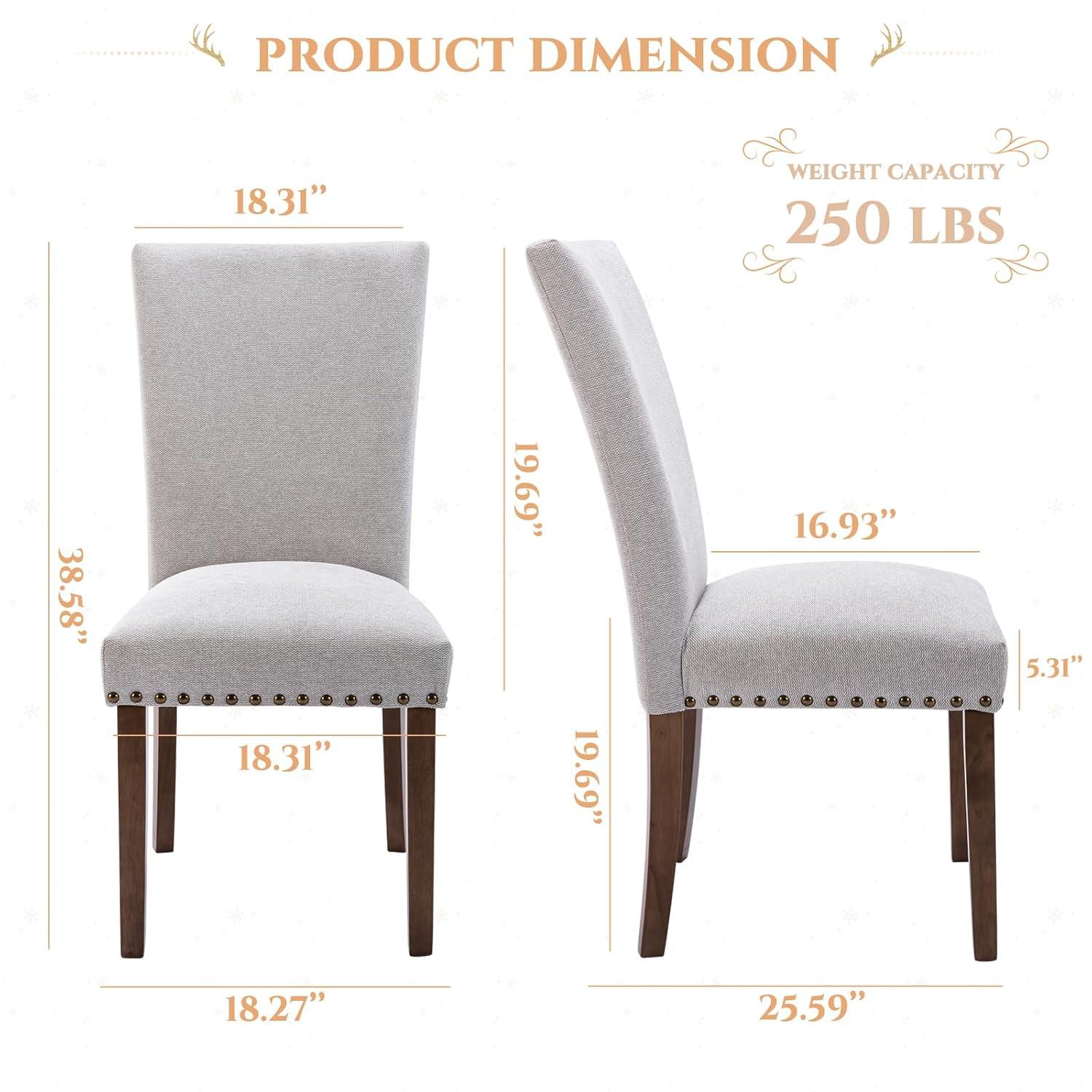 Ora Maison Upholstered Parsons Dining Chairs Set of 2/4/6, Fabric Dining Room Kitchen Side Chair with Nailhead Trim and Wood Legs Set of 4 -