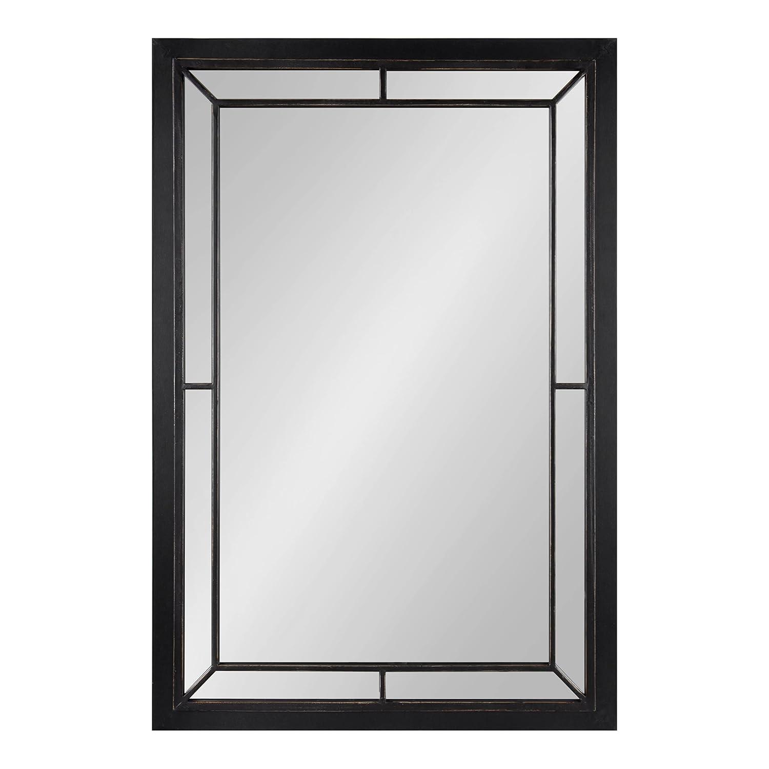 24" x 36" Audubon Rectangle Wall Mirror Black - Kate & Laurel: Modern Farmhouse Style, Iron Detail