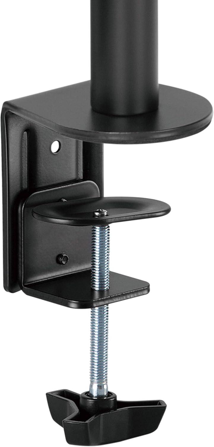 Black Steel Dual Monitor Desk Mount with Easy Clamp