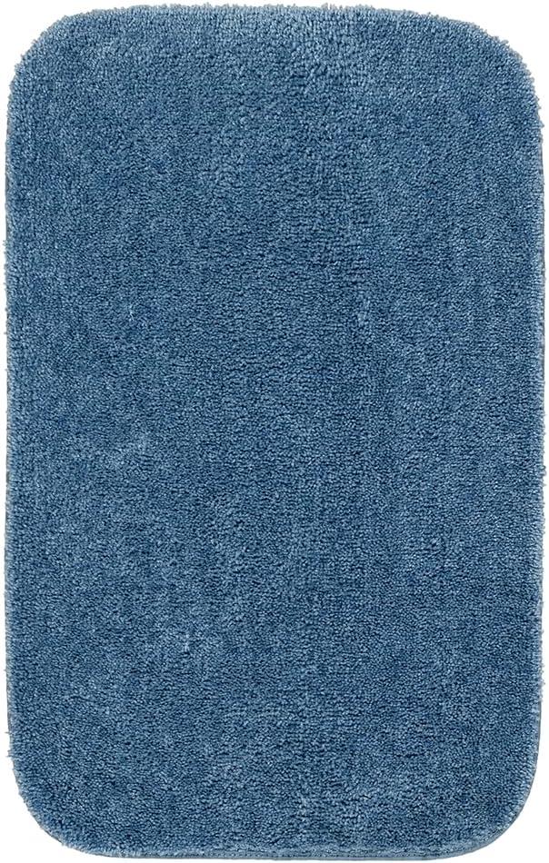 4pc Traditional Nylon Washable Bathroom Rug Set Basin Blue - Garland Rug: Includes Lid & Contour Cover, Machine Made