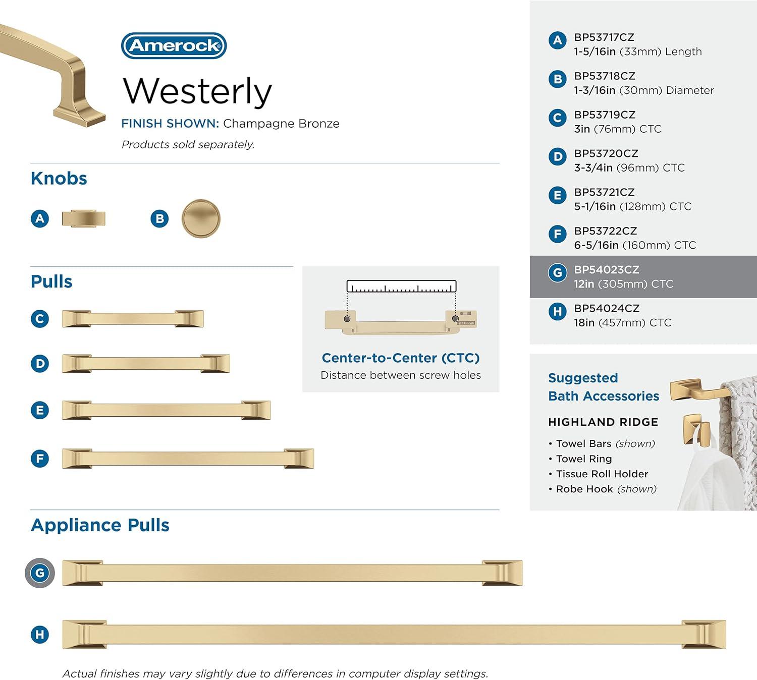 Westerly 12" Center to Center Appliance Pull