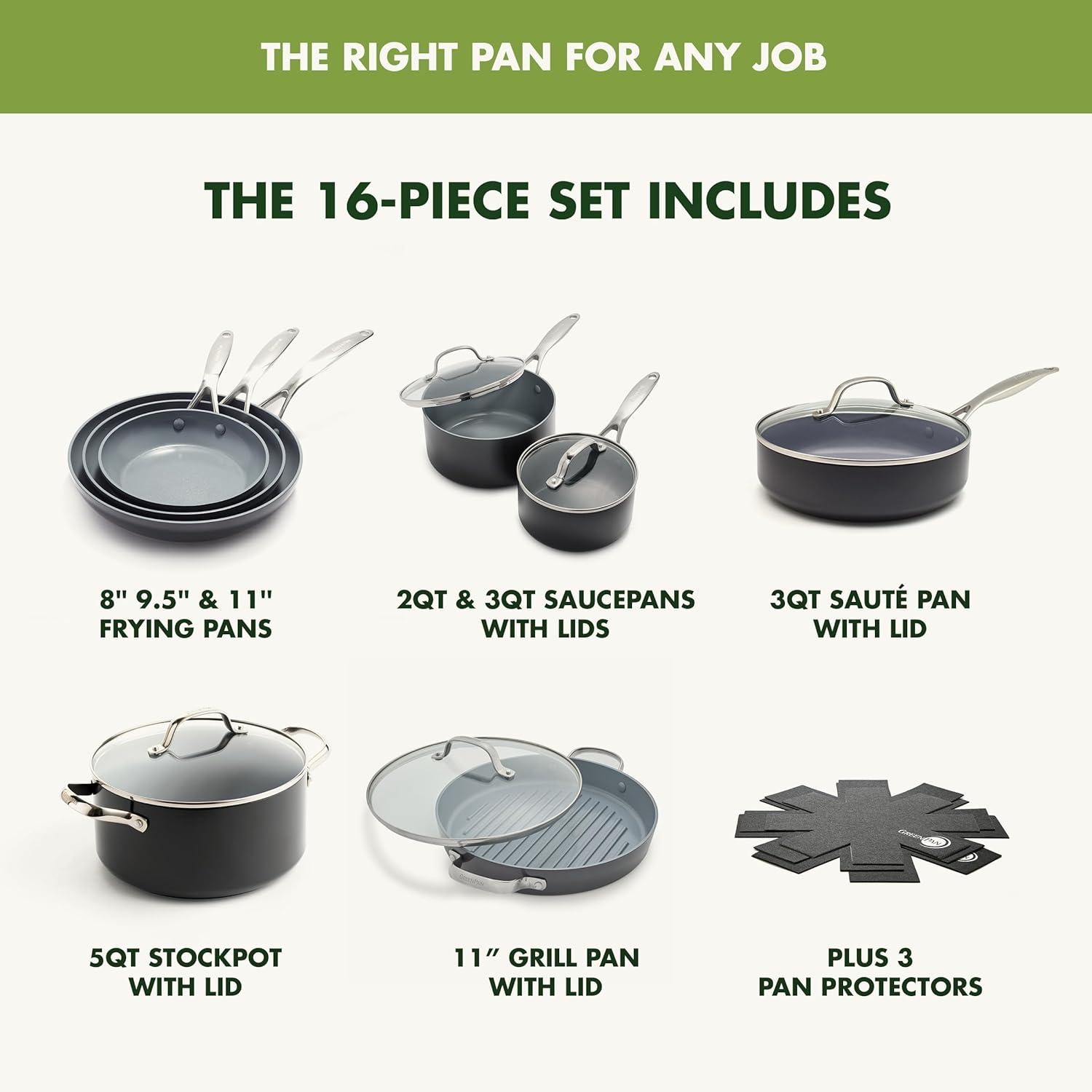 Valencia Pro Gray 16-Piece Ceramic Nonstick Cookware Set