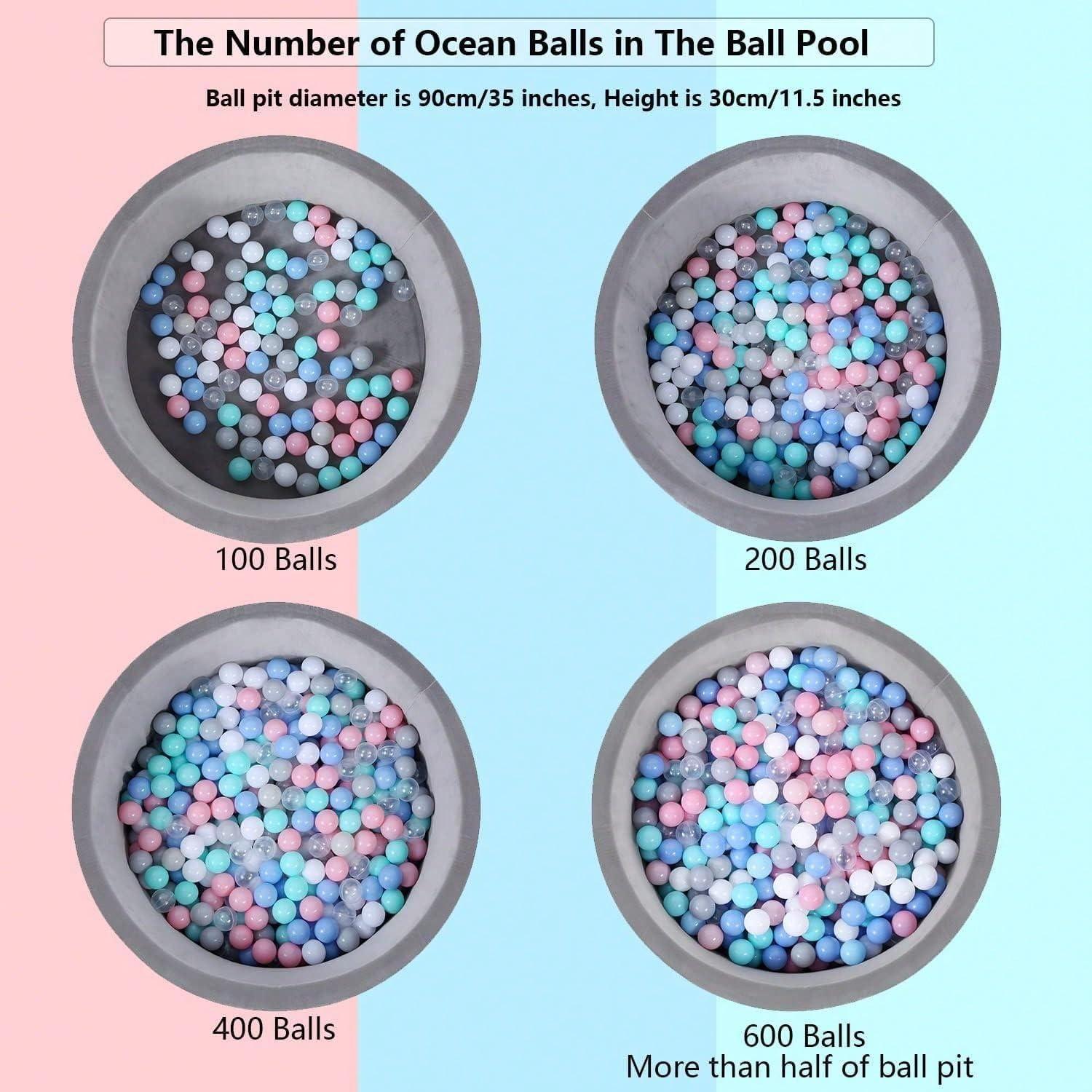 Anvazise 100Pcs Ball Pit Balls Thickened Eco-friendly Smooth Reusable Bite-resistant Hand-on Ability PE Material Macaron Color Pit Balls Kindergarten Toy