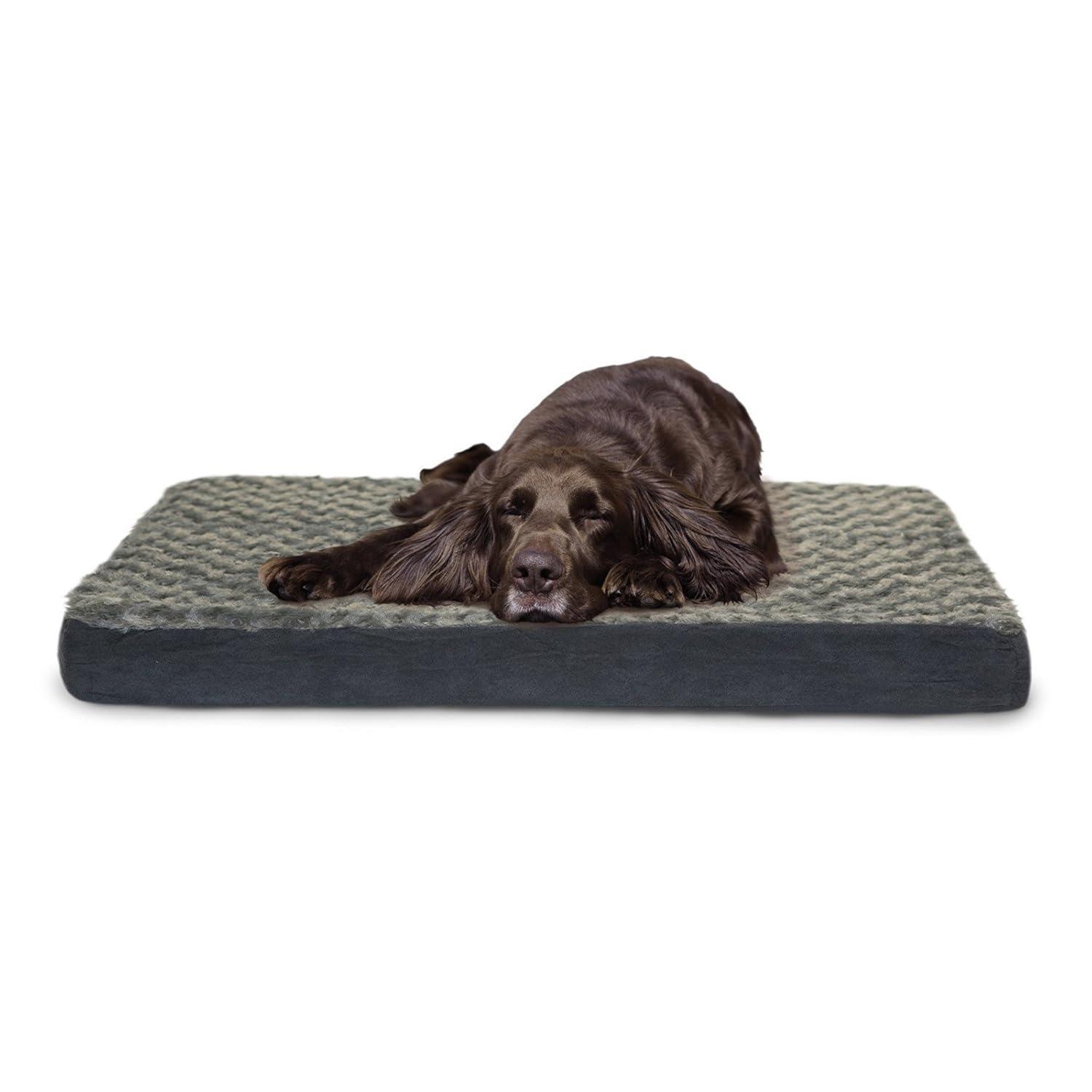 FurHaven Berber and Suede Blanket Top Mattress Memory Foam Dog Bed