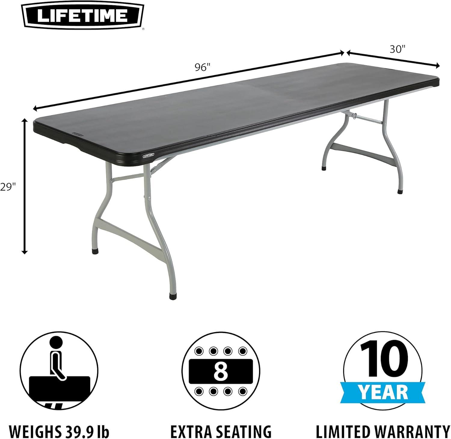 96" Black Polyethylene Folding Table with Stainless Steel Legs