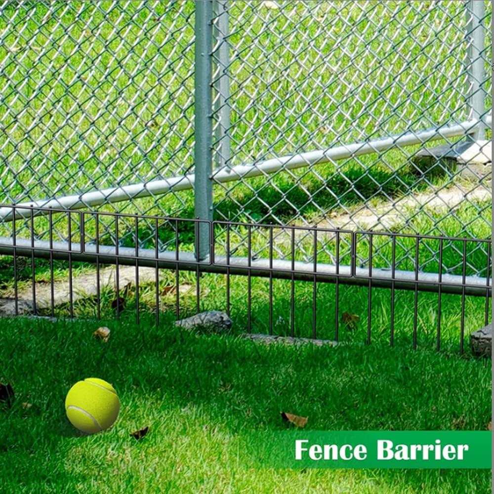 10 Pack Garden Fencing Animal Barrier, 10.8ft(L) X 17in(H) No Dig Fence Panels, 1.25in Spike Spacing Rustproof Dog Digging Fence Barrier, Dogs Rabbits Blocker Fence for Outdoor Yard