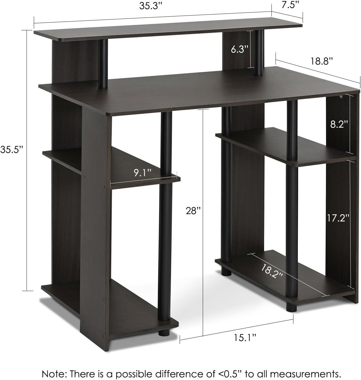 Furinno Simple Design Computer Desk Home Office Workstation Study Writing Desk Open Bookcsae with CPU Stand,Walnut