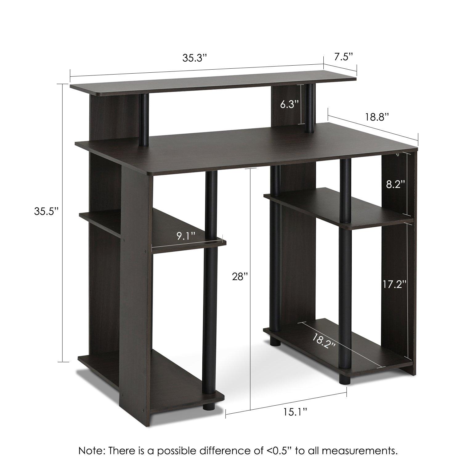 Furinno Simple Design Computer Desk Home Office Workstation Study Writing Desk Open Bookcsae with CPU Stand,Walnut
