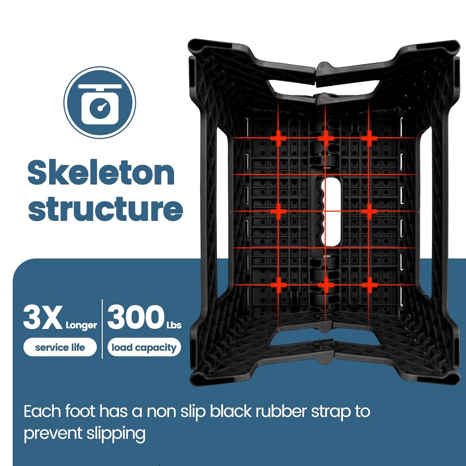 ACSTEP Folding Step Stool 9'' Tall Kids Step Stool Plastic Step Stools with Non-Slip Surface - Black